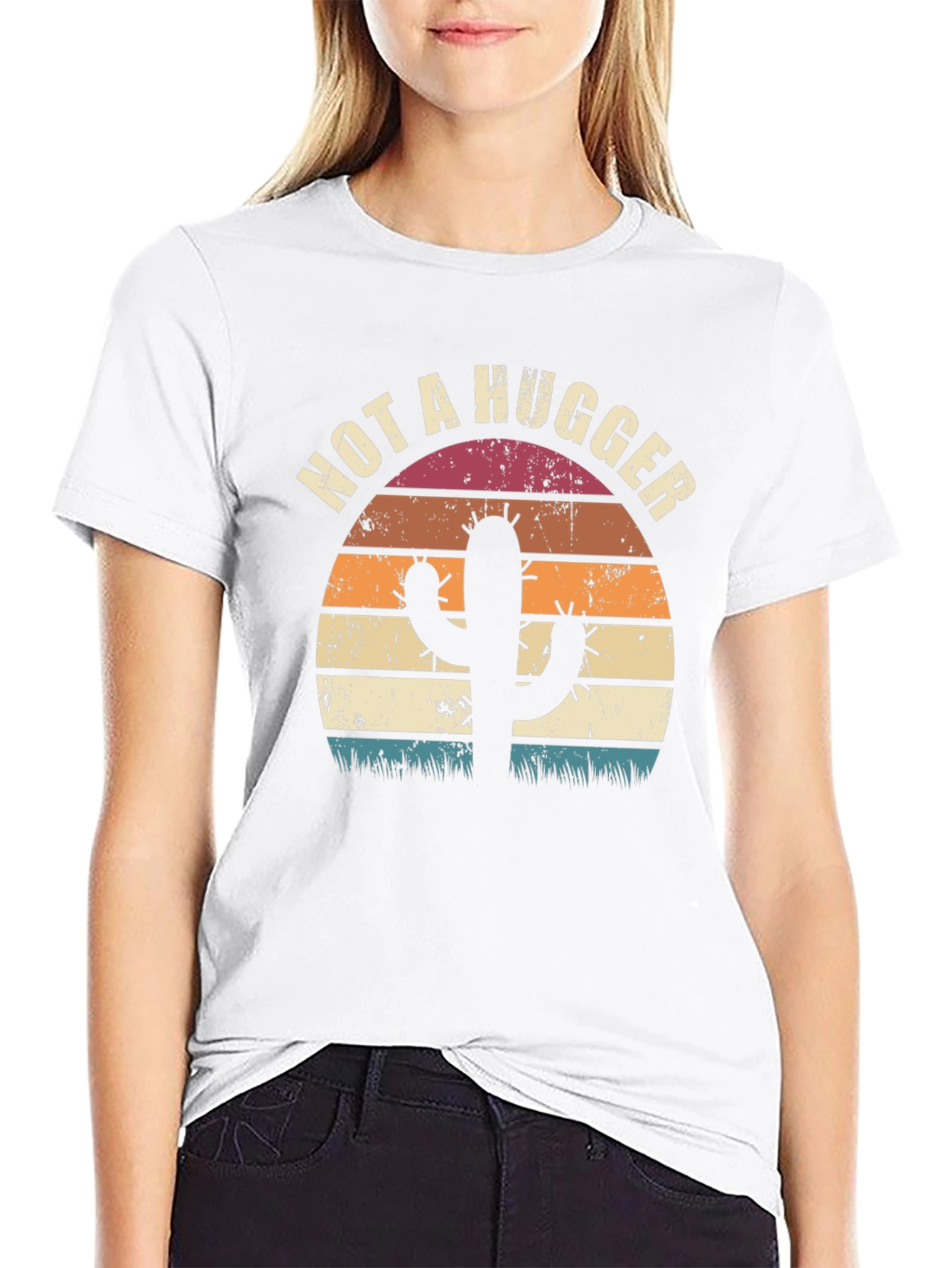 Not A Hugger Cactus Graphic T-Shirt