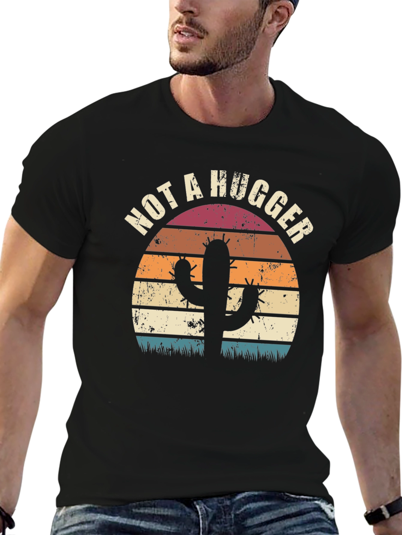 Not A Hugger Cactus Graphic T-Shirt