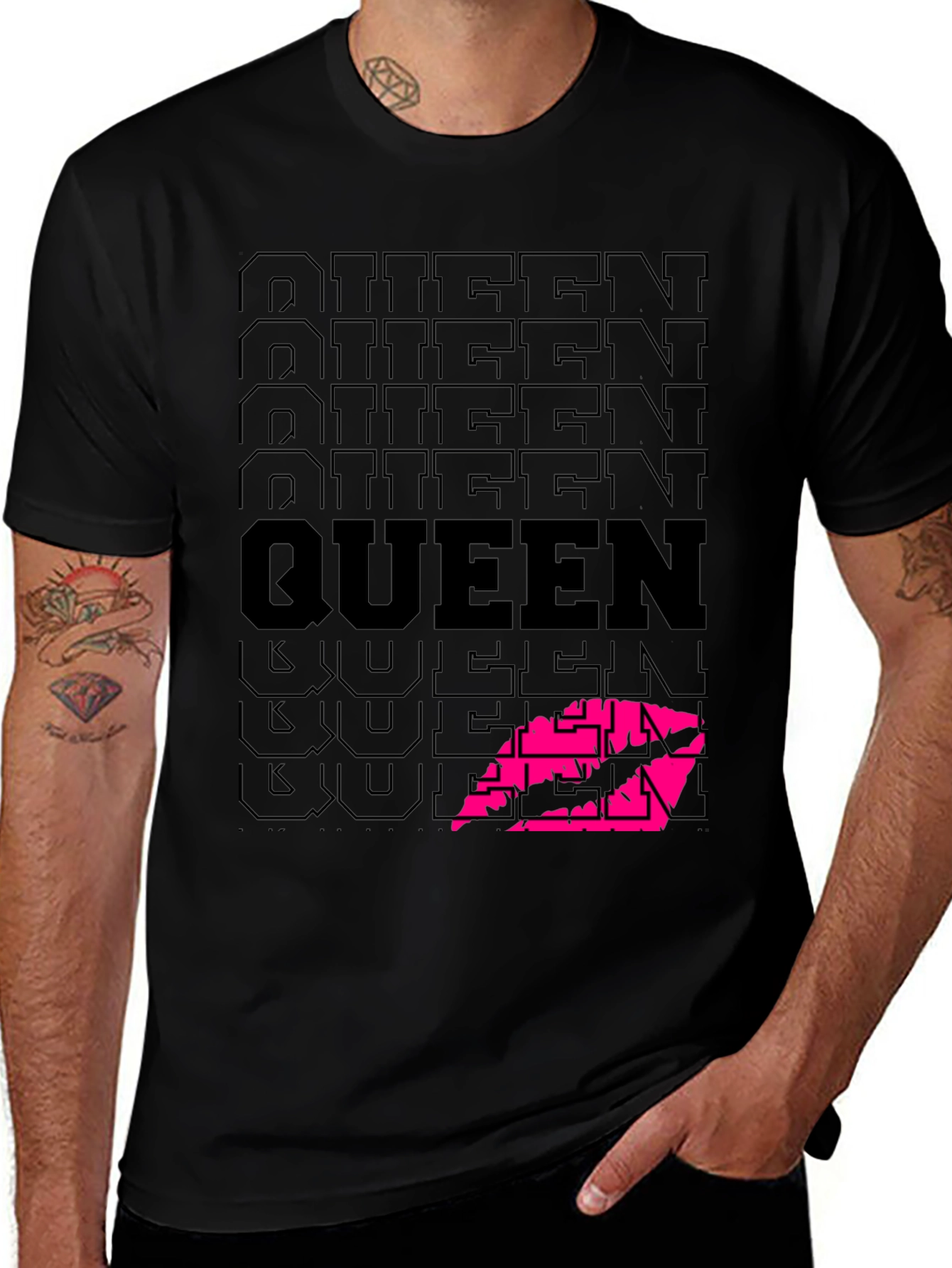 Queen Lips Graphic Black T-Shirt