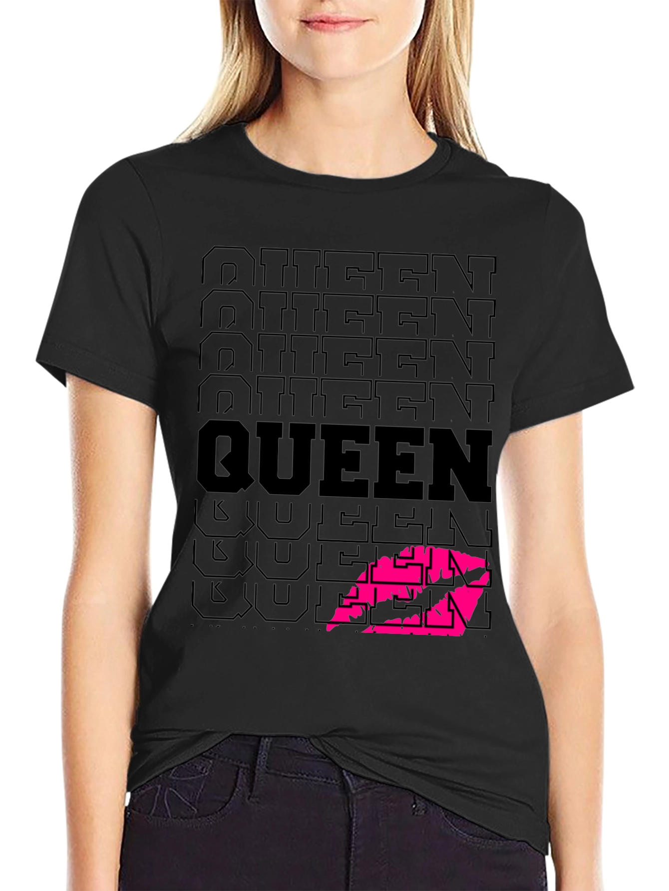 Queen Lips Graphic Black T-Shirt