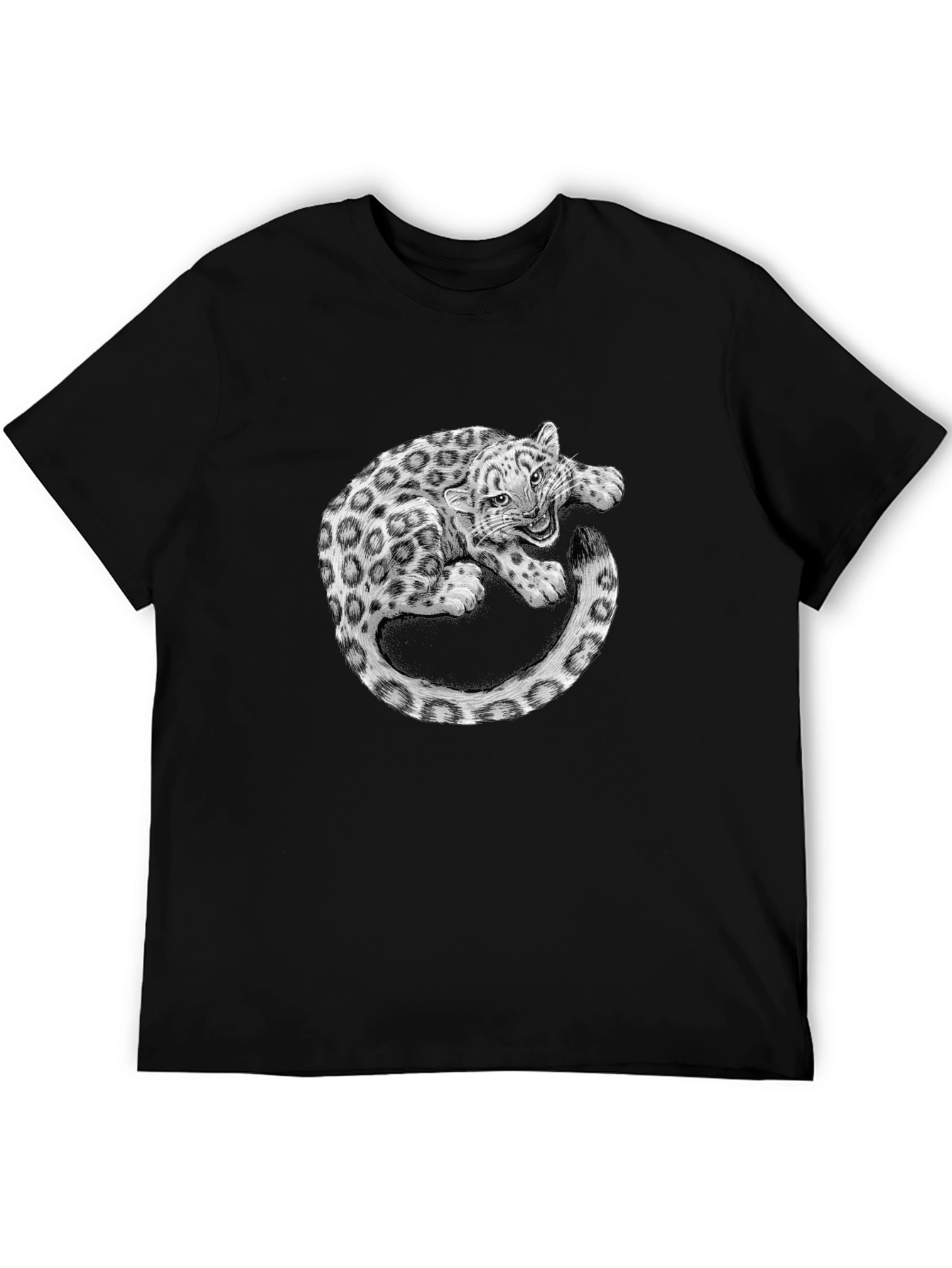 Leopard Graphic Print Black T-Shirt