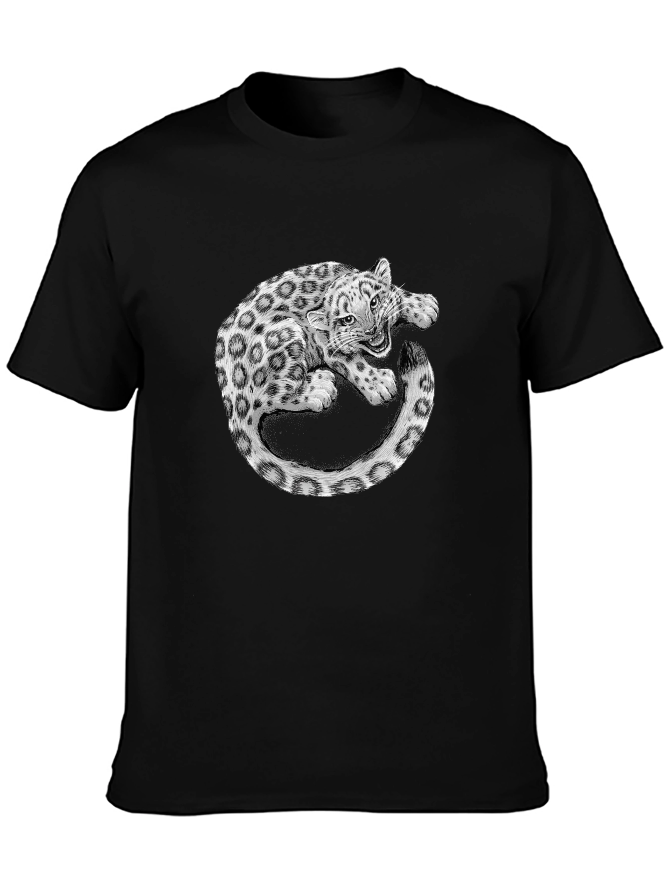 Leopard Graphic Print Black T-Shirt
