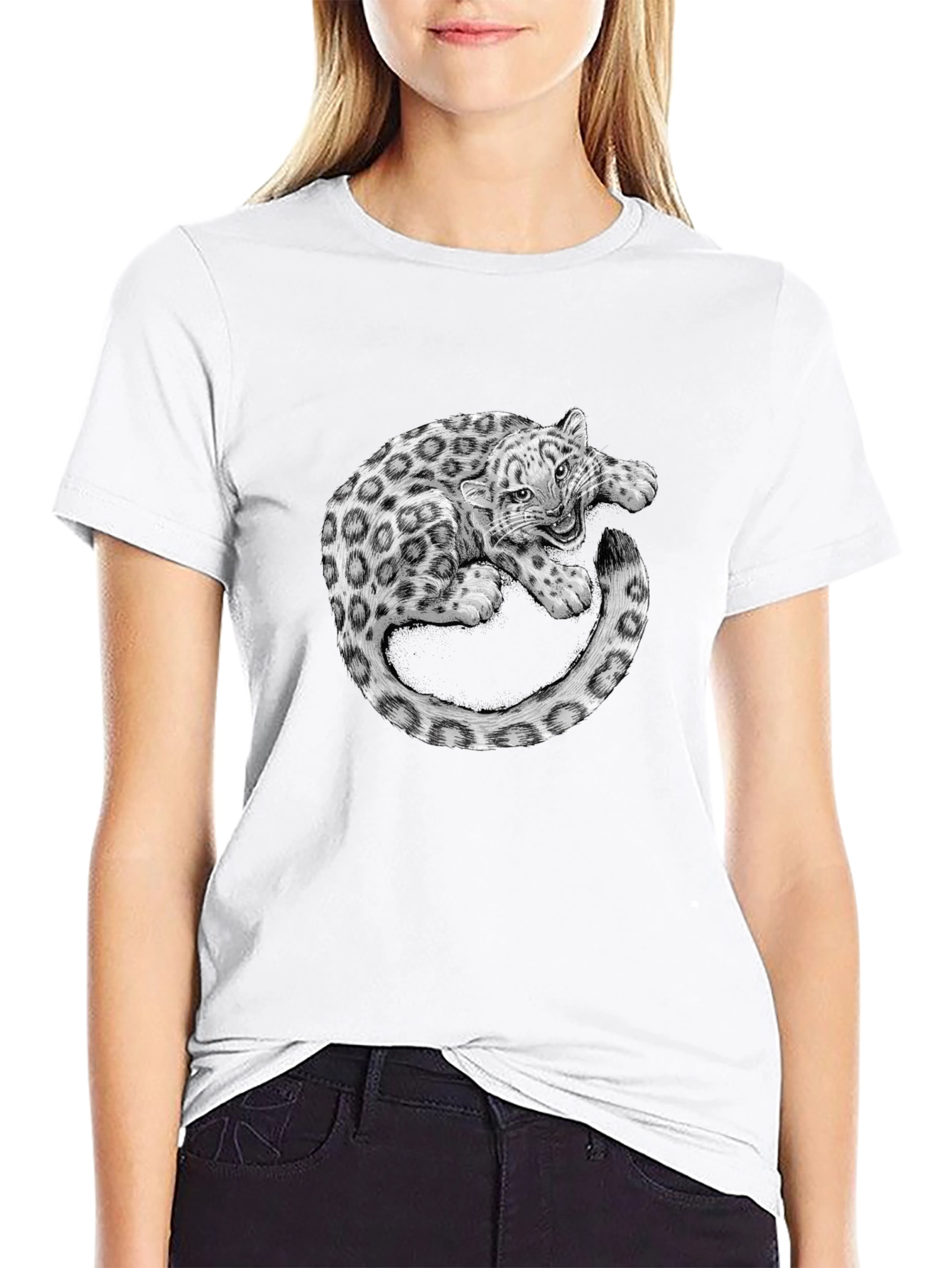 Leopard Graphic Print Black T-Shirt