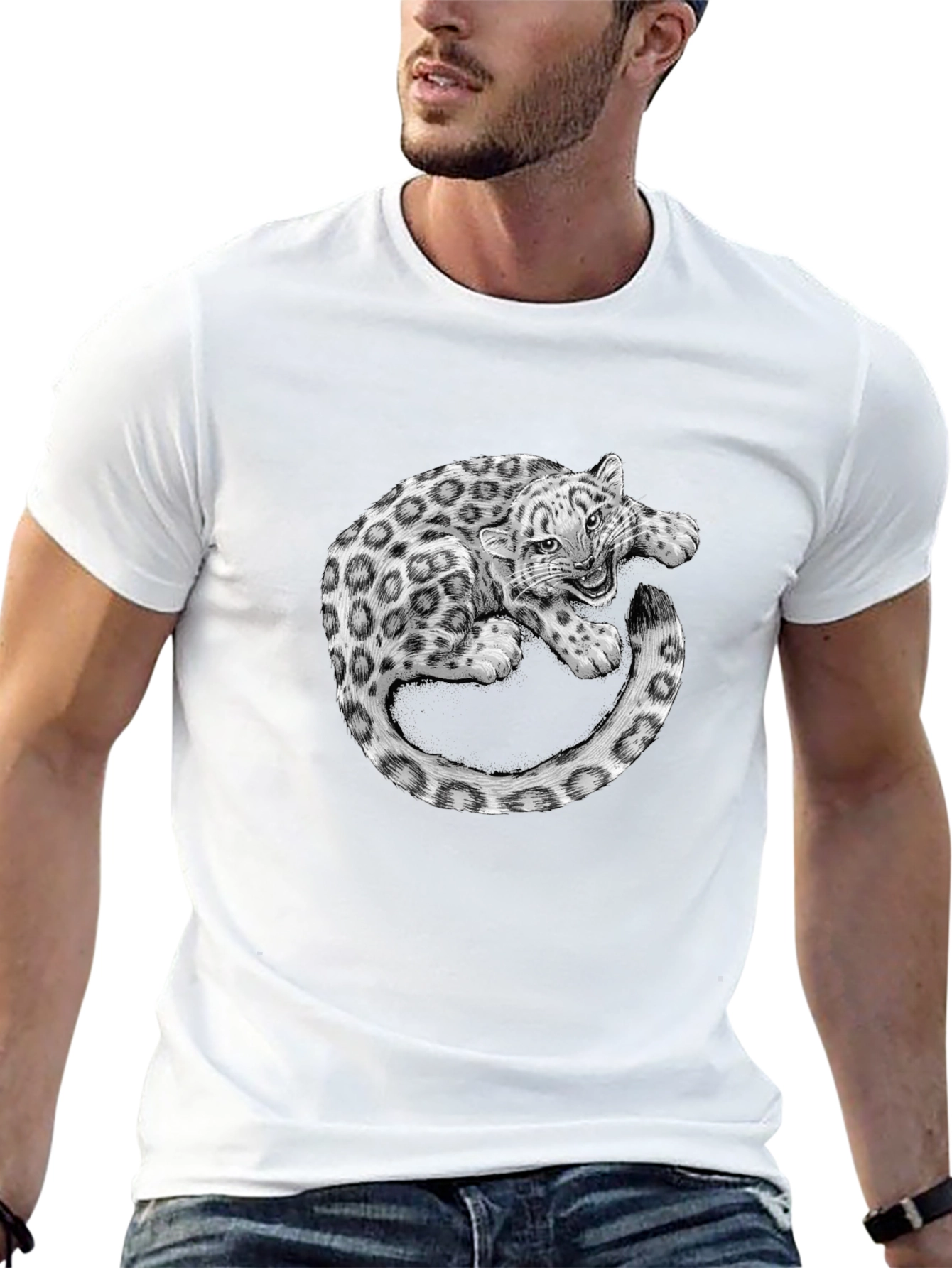 Leopard Graphic Print Black T-Shirt