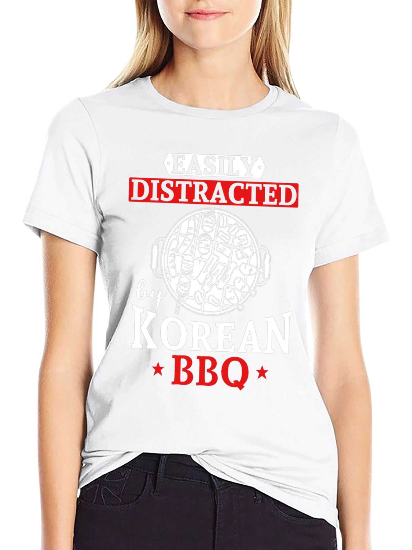 Easily Distracted by Korean BBQ Graphic T-Shirt