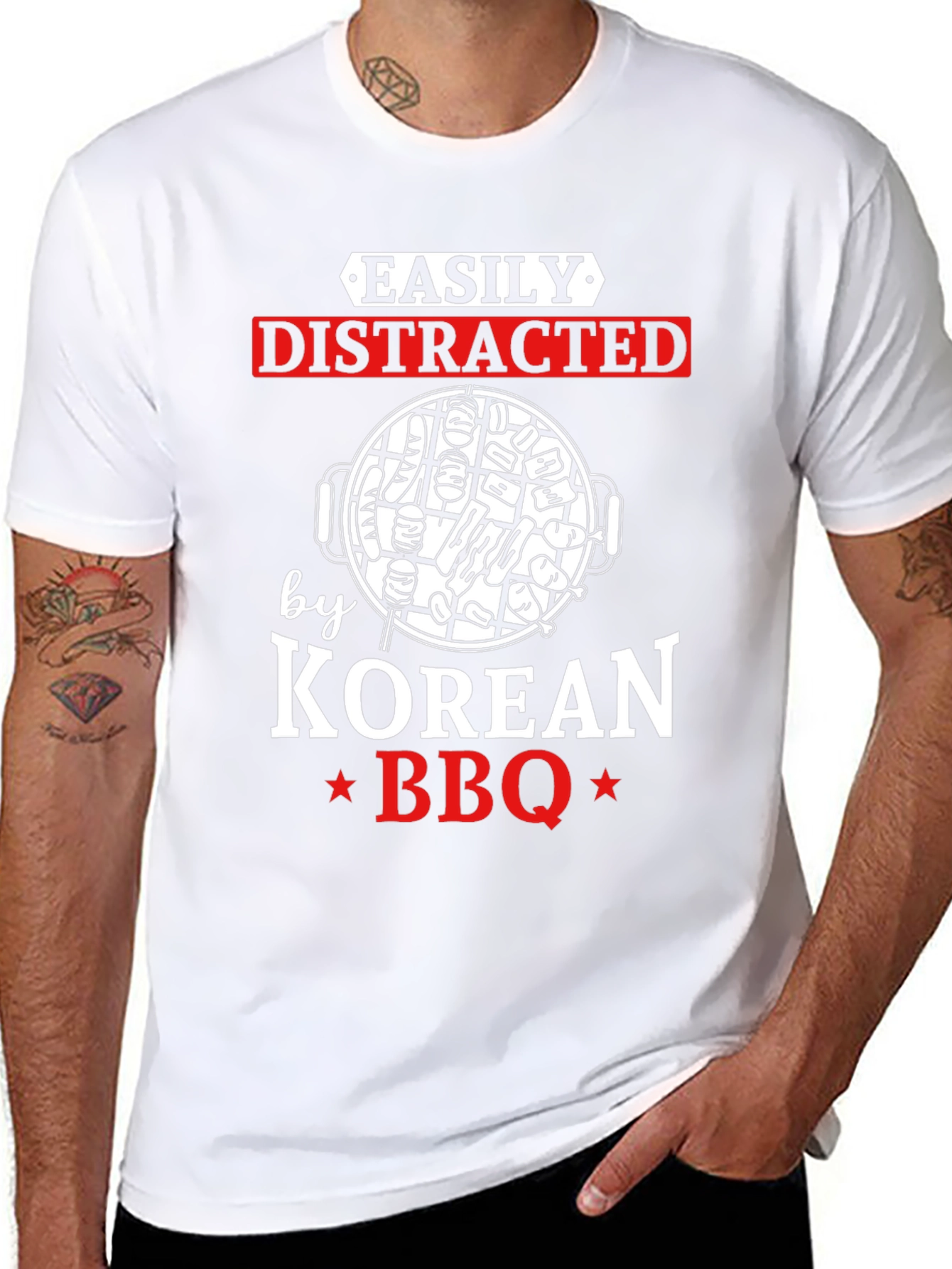 Easily Distracted by Korean BBQ Graphic T-Shirt