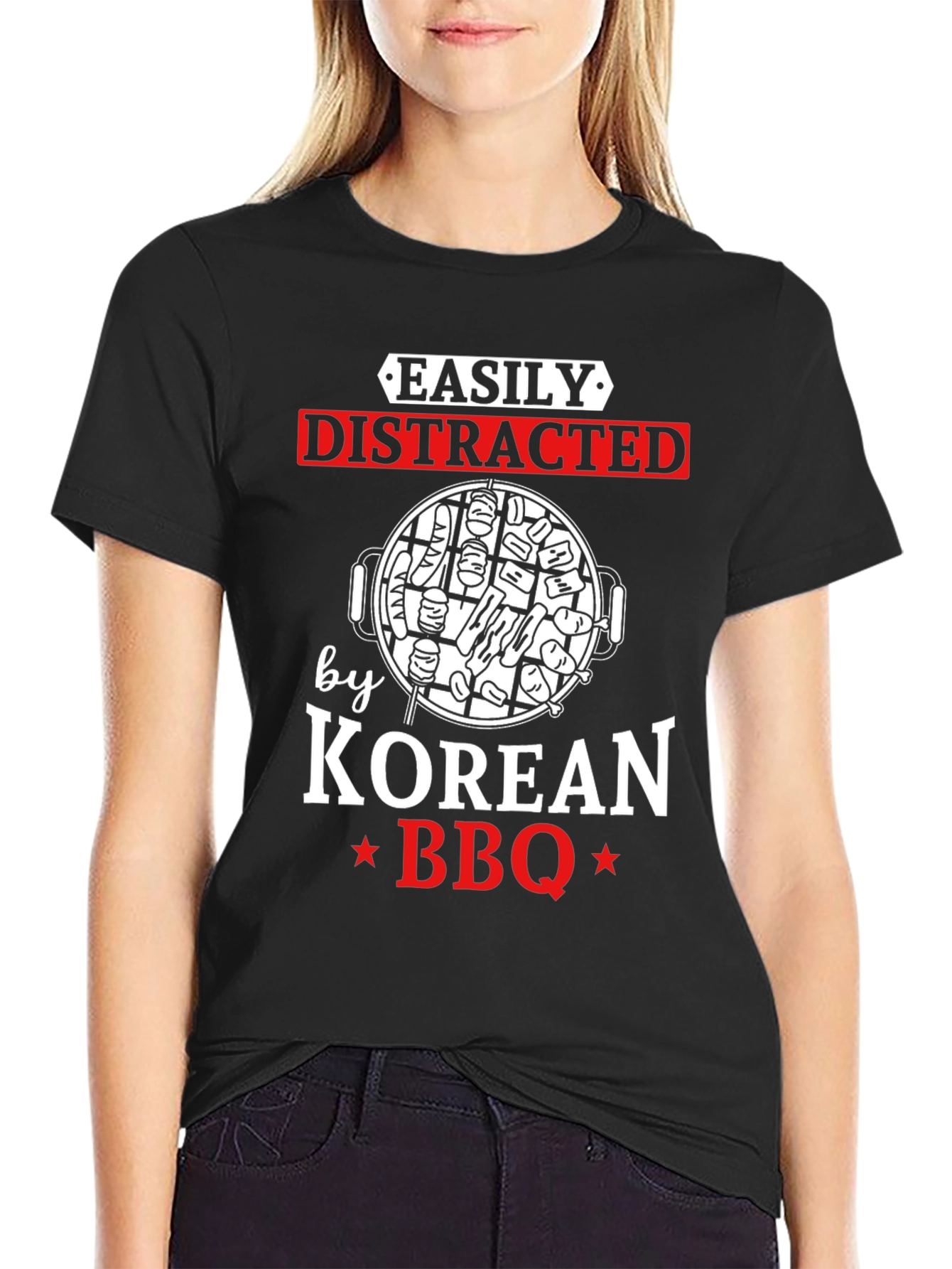 Easily Distracted by Korean BBQ Graphic T-Shirt