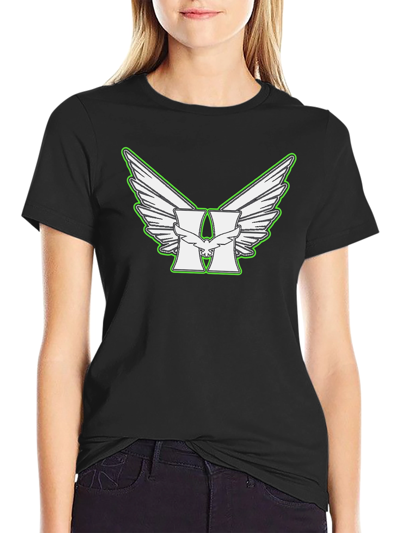 Wings and H Logo Black T-Shirt