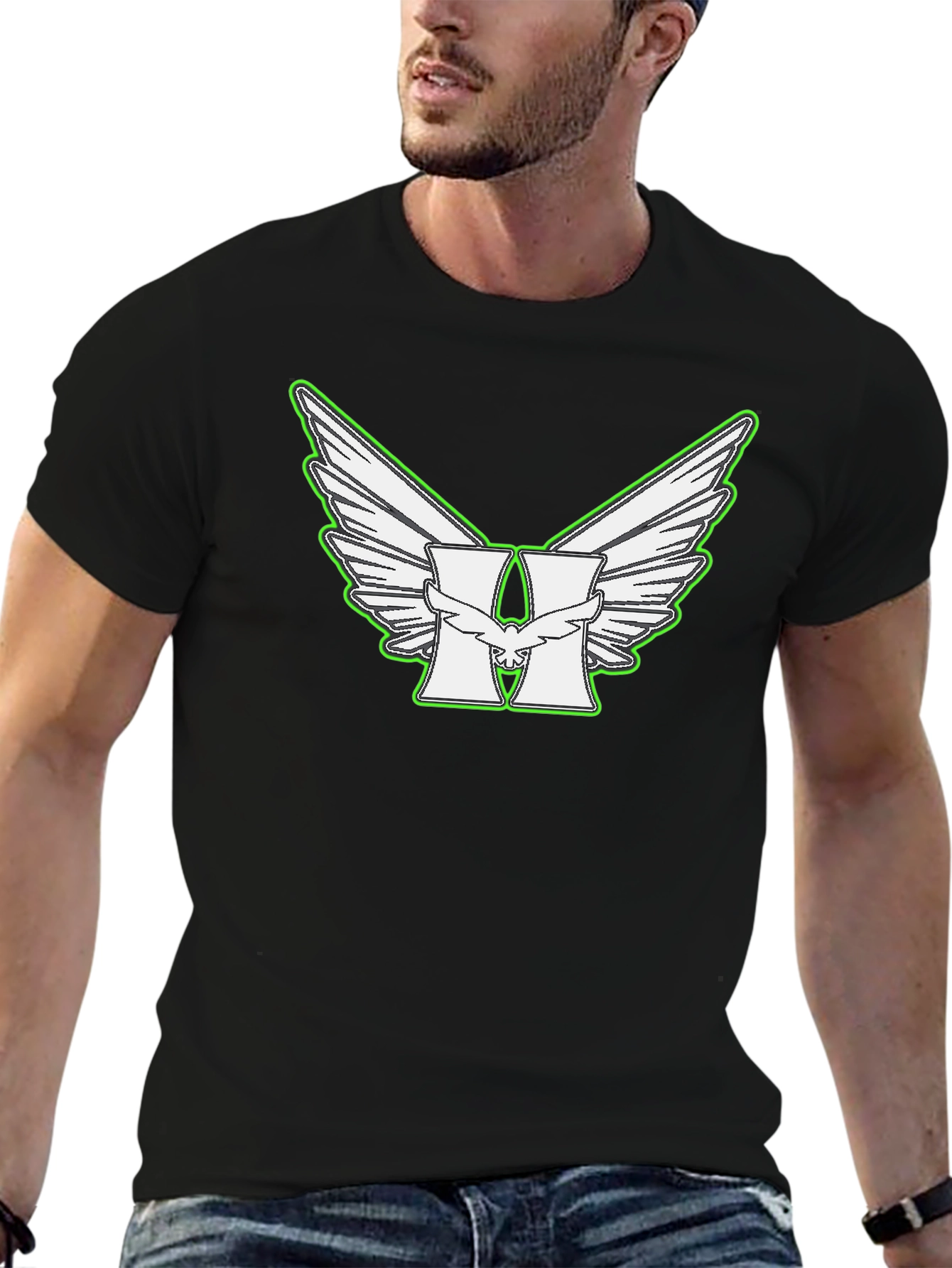 Wings and H Logo Black T-Shirt