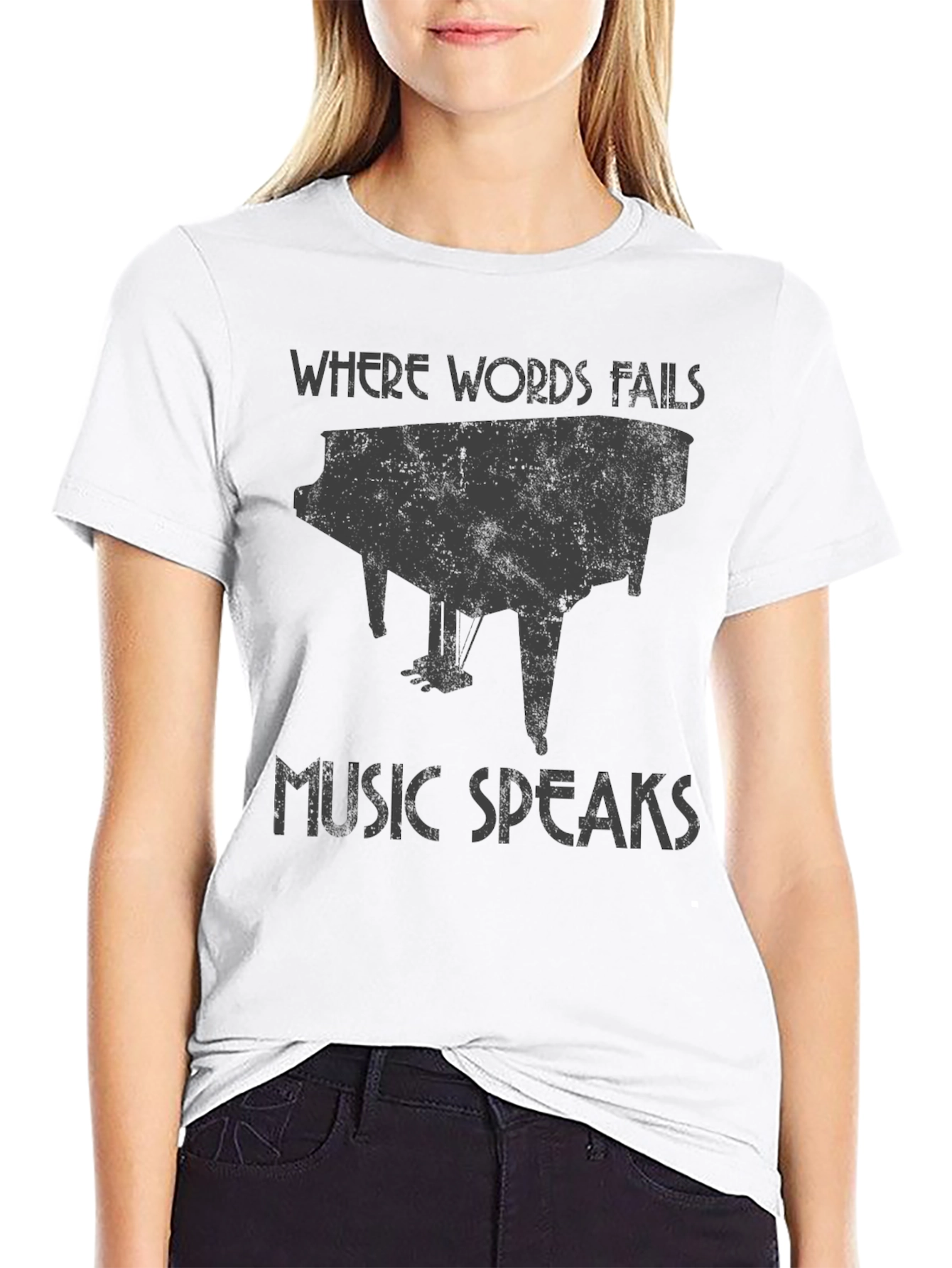 Music Speaks Piano Graphic T-Shirt
