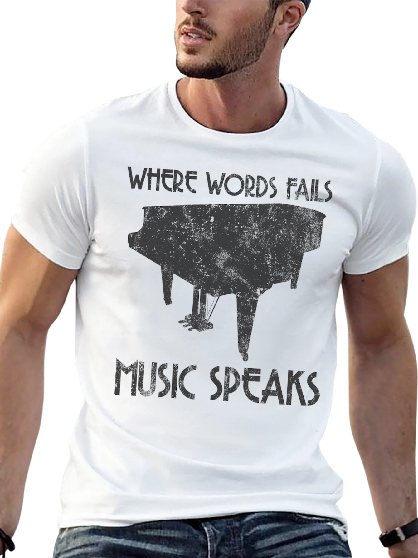 Music Speaks Piano Graphic T-Shirt