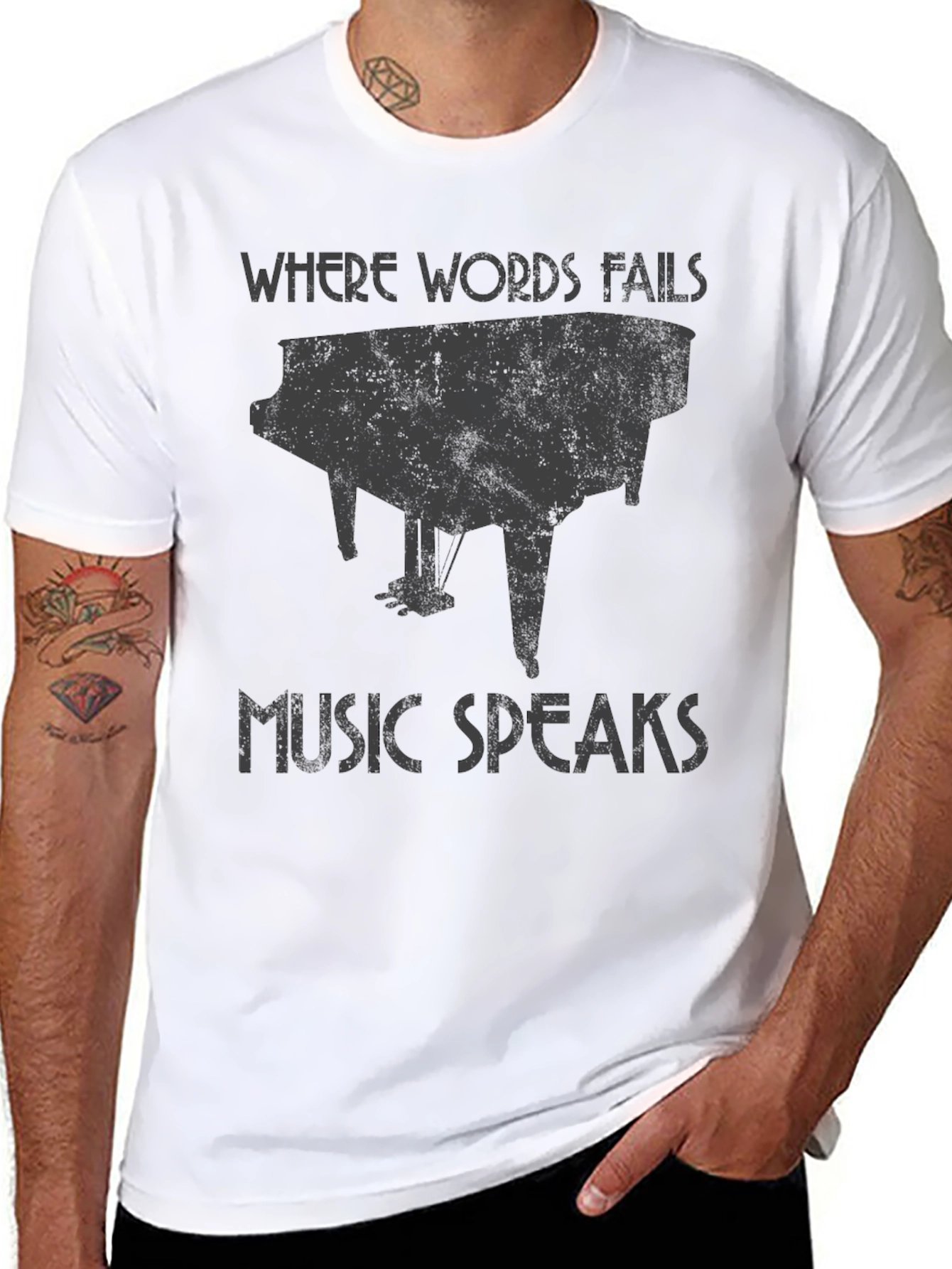 Music Speaks Piano Graphic T-Shirt