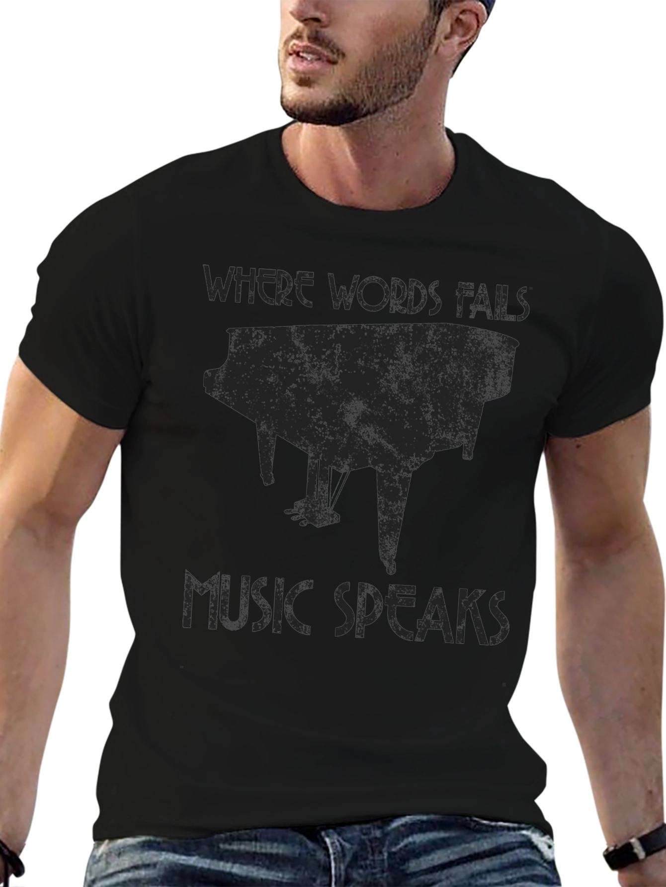 Music Speaks Piano Graphic T-Shirt