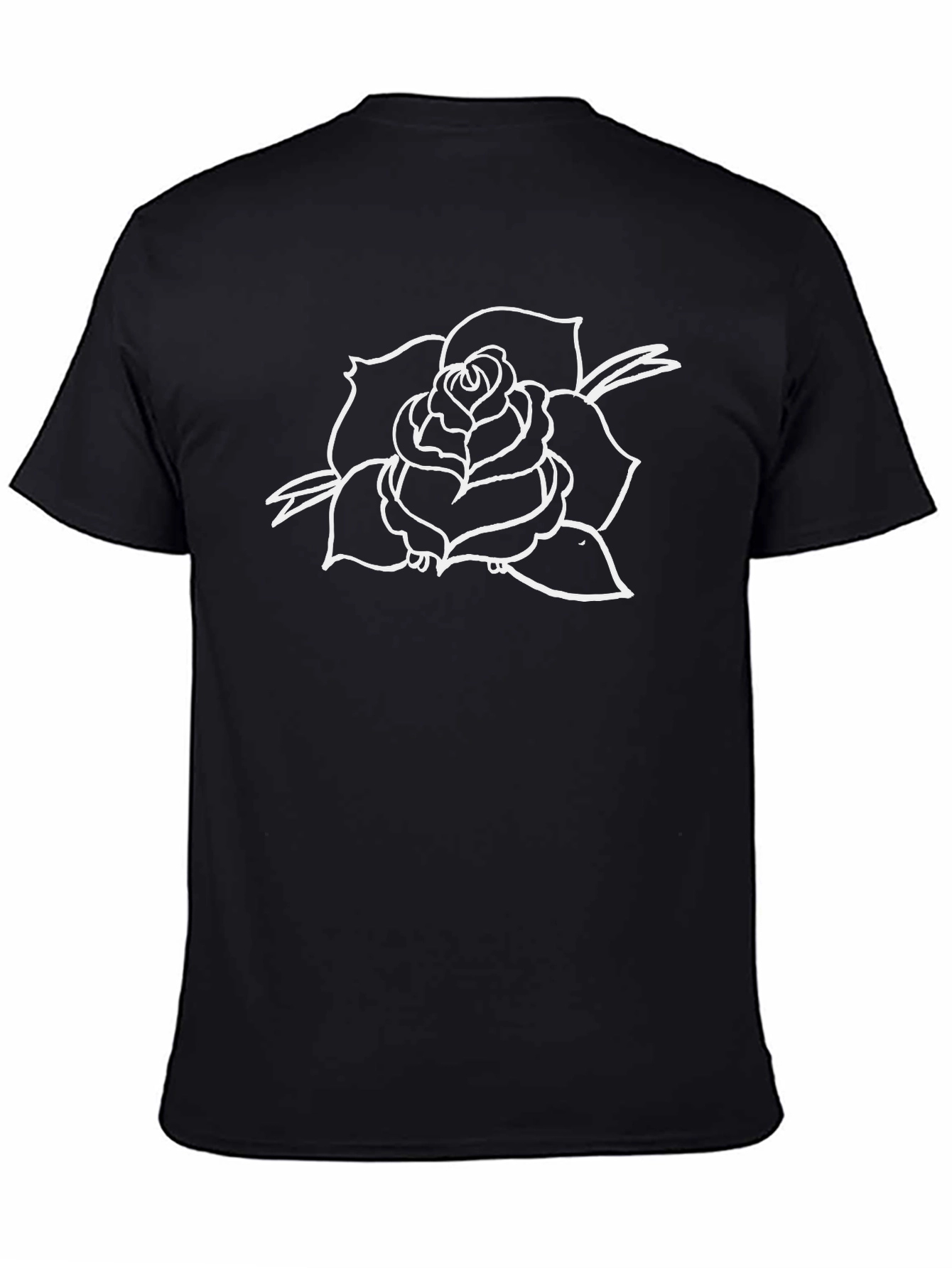 Black T-Shirt with Rose Graphic