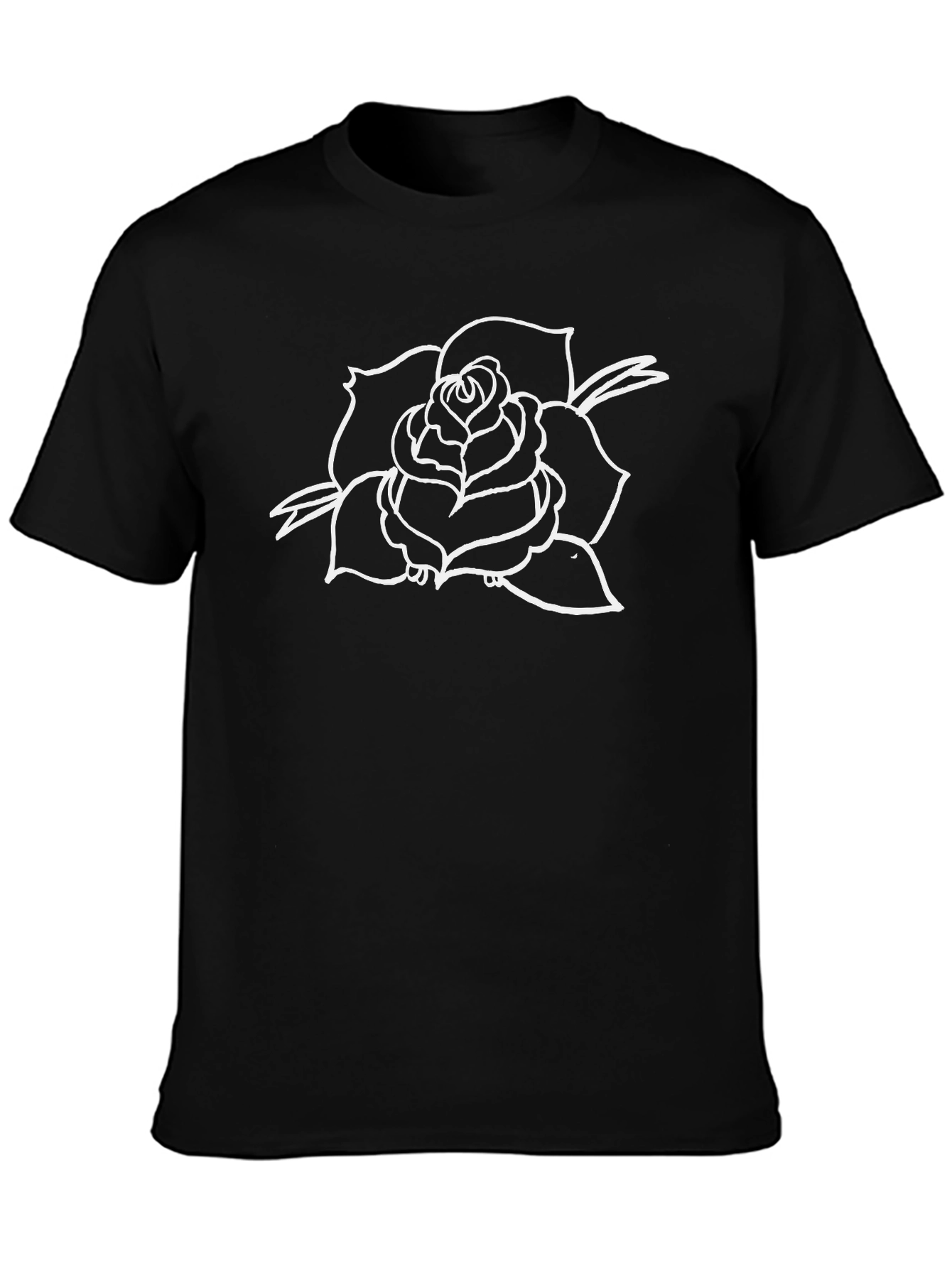 Black T-Shirt with Rose Graphic