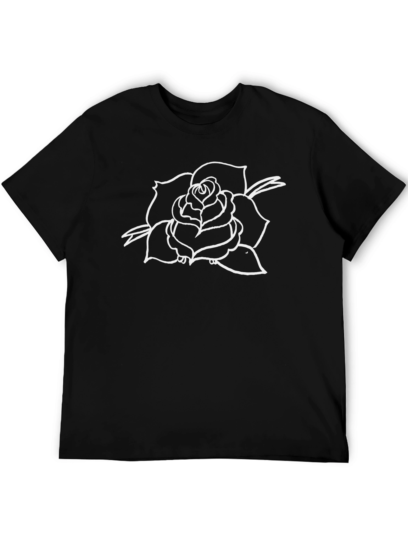 Black T-Shirt with Rose Graphic