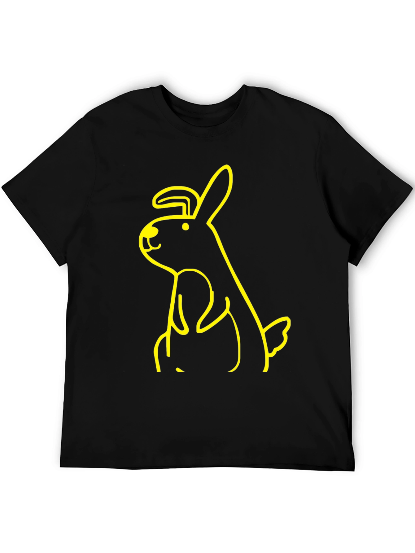 Black T-Shirt with Yellow Bunny Graphic
