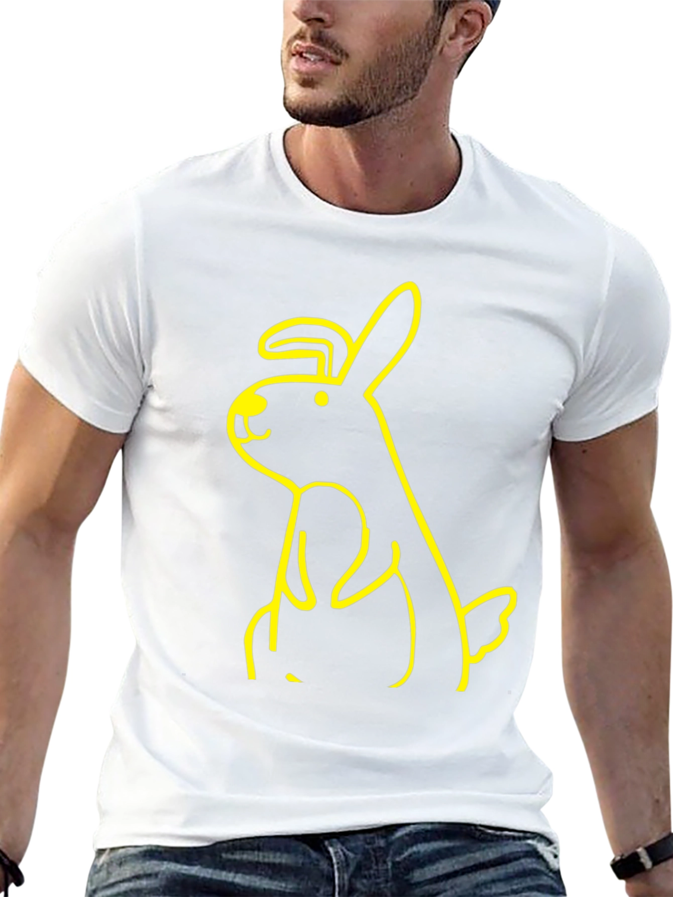 Black T-Shirt with Yellow Bunny Graphic