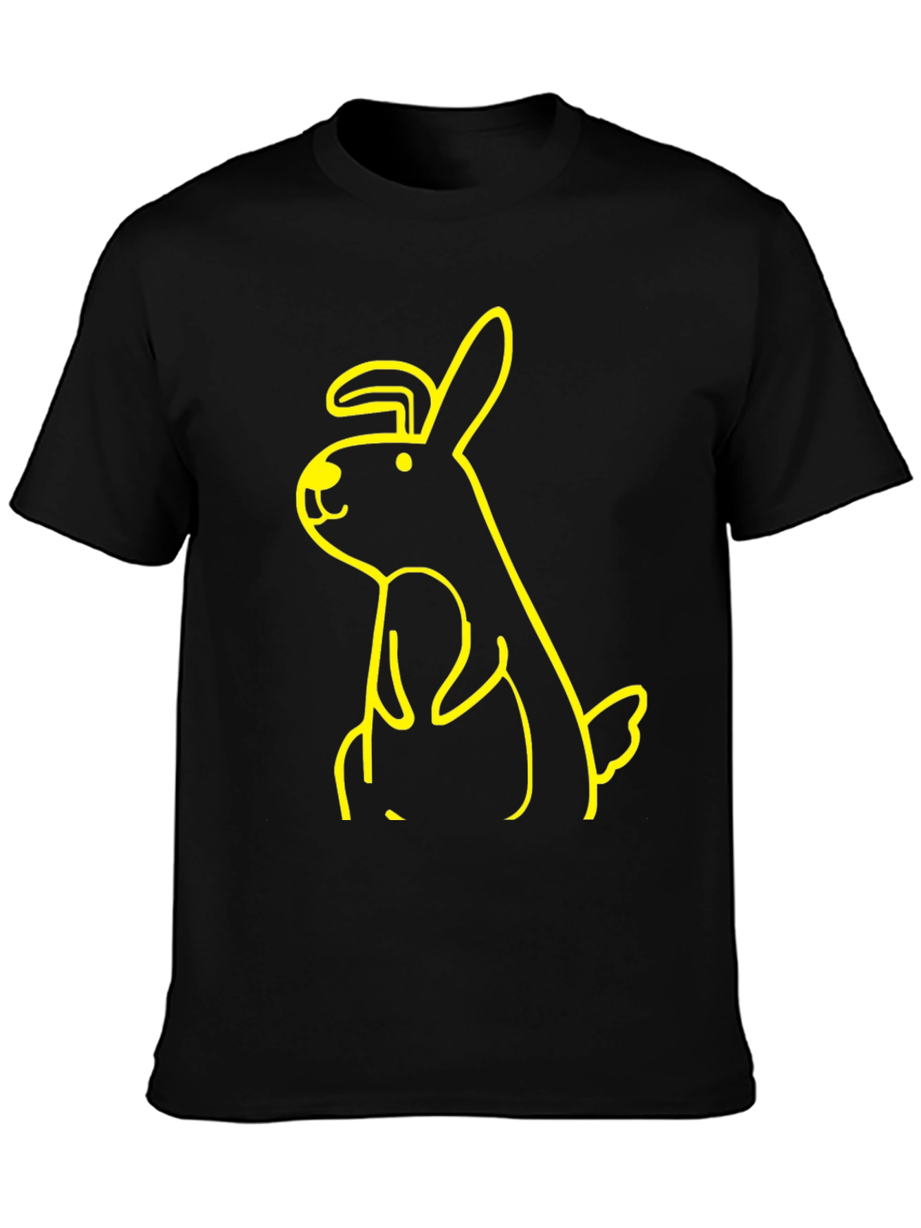Black T-Shirt with Yellow Bunny Graphic