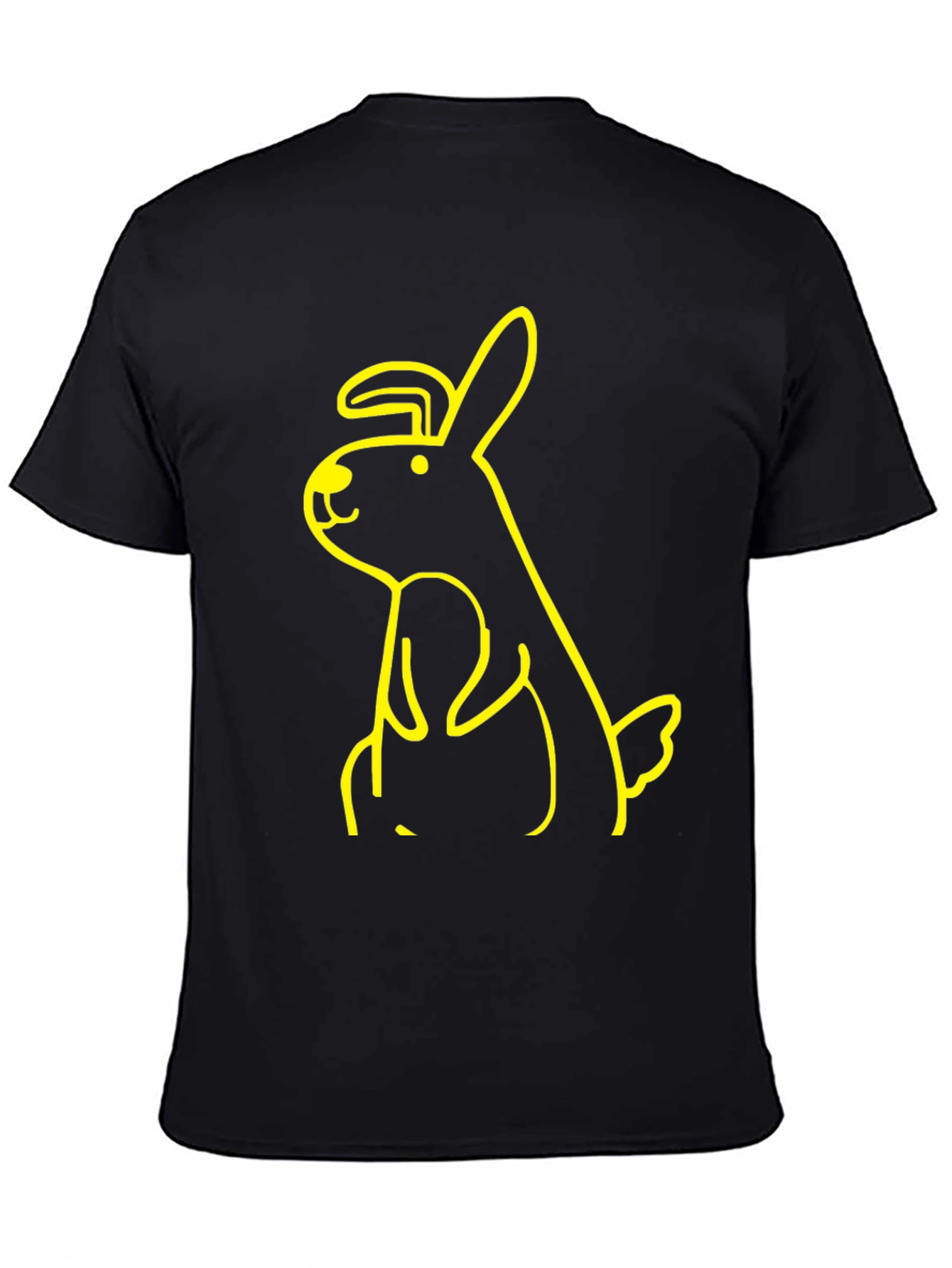 Black T-Shirt with Yellow Bunny Graphic