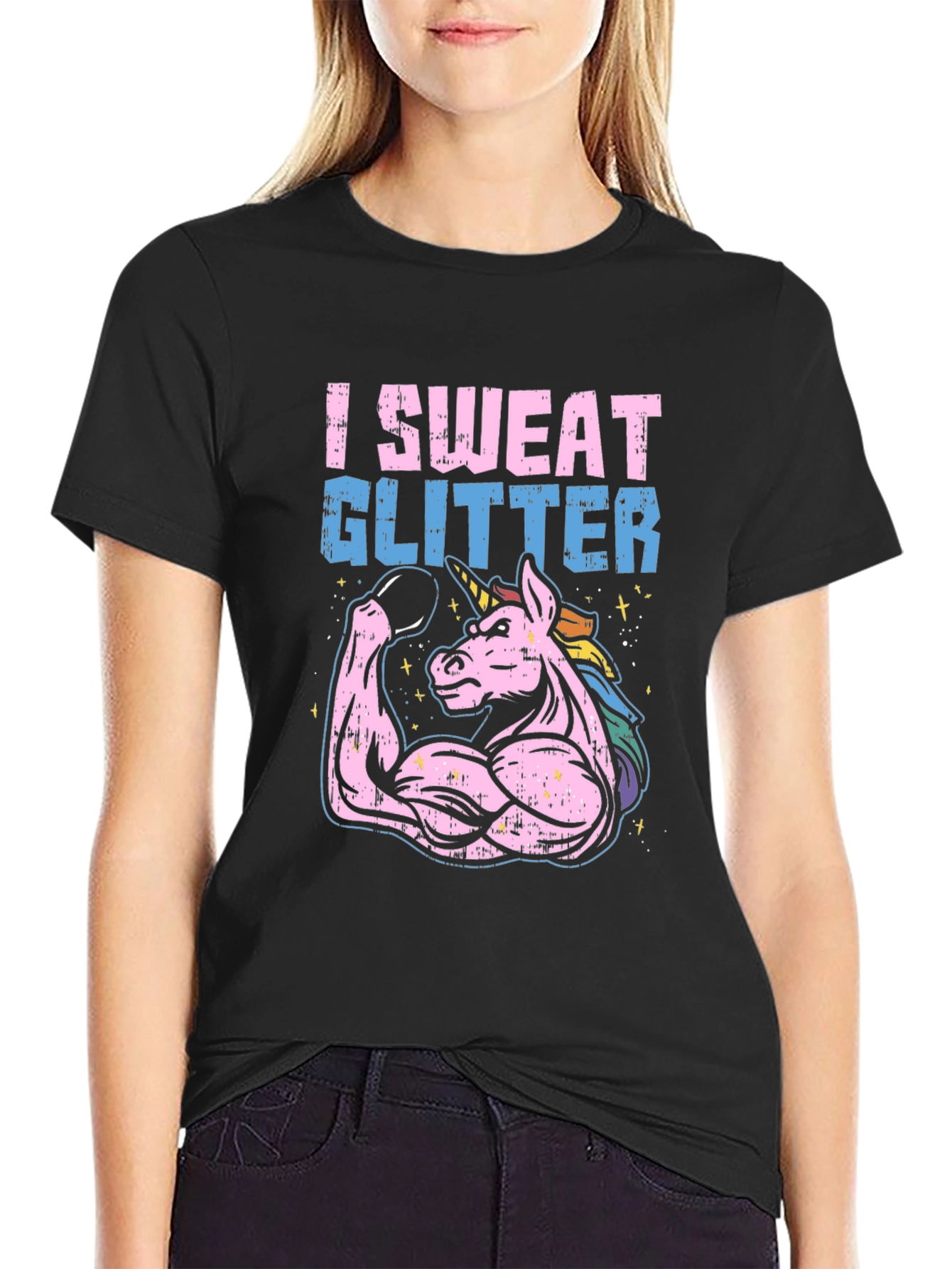 I Sweat Glitter Unicorn Graphic Tee