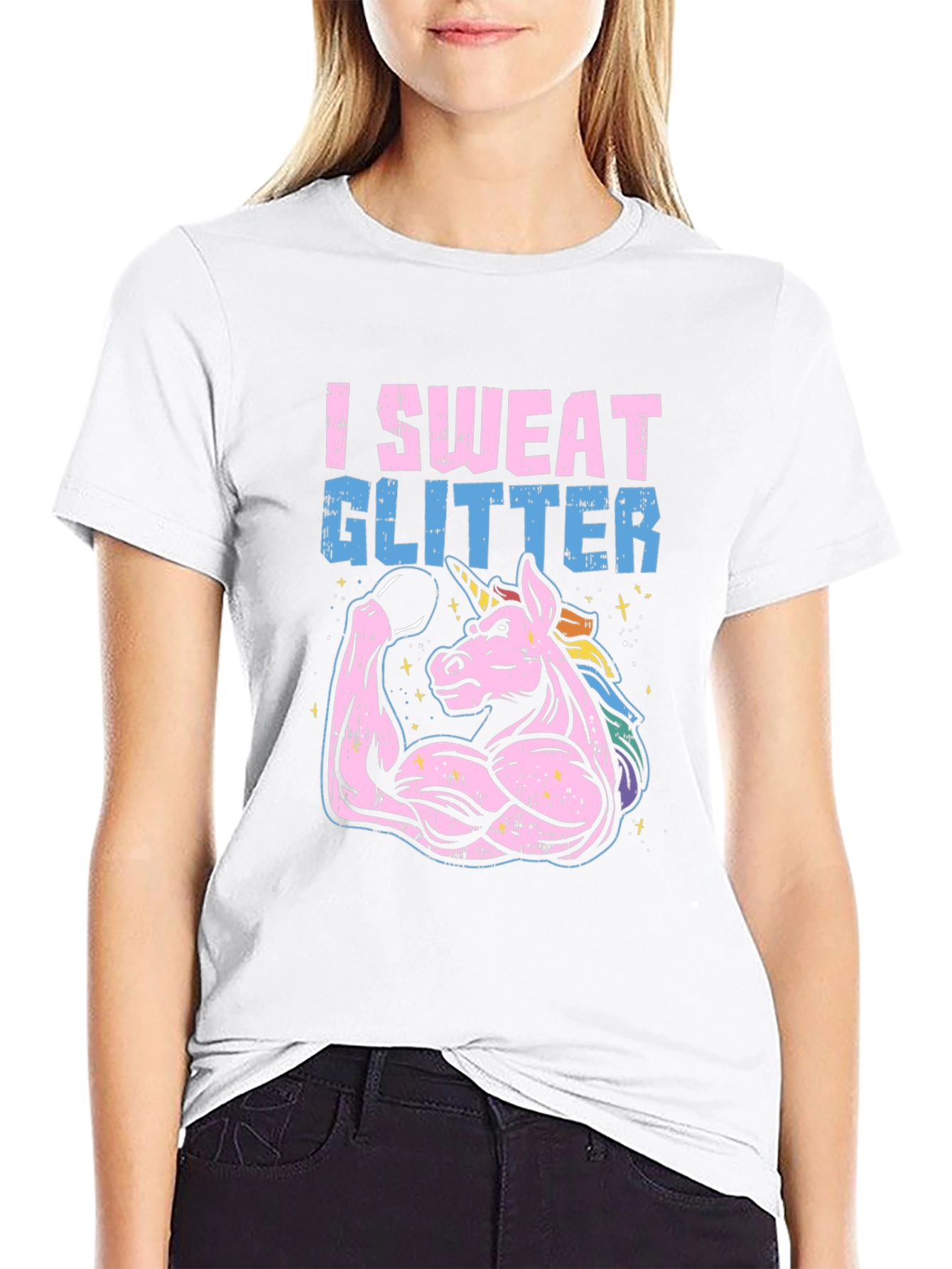 I Sweat Glitter Unicorn Graphic Tee