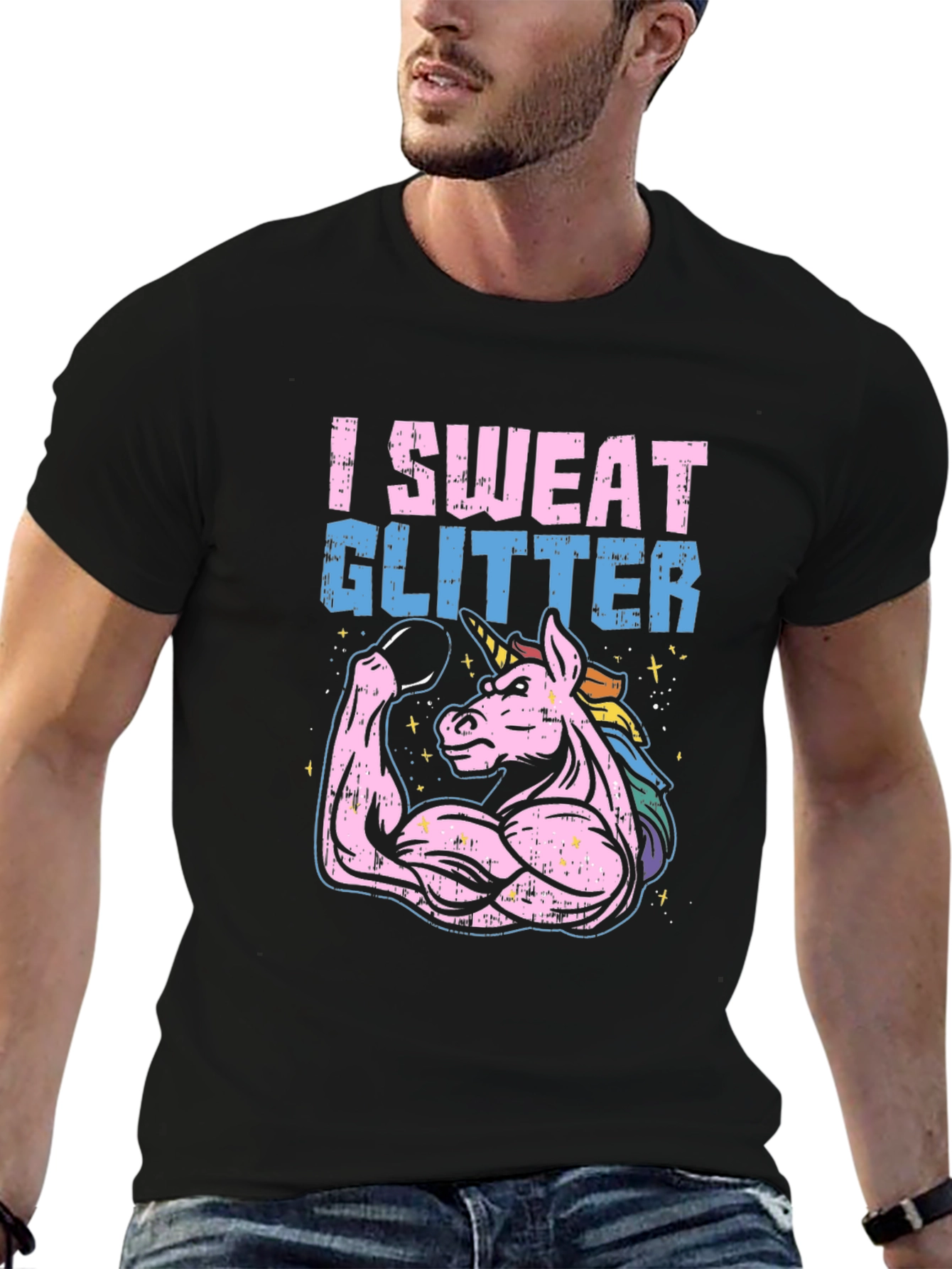 I Sweat Glitter Unicorn Graphic Tee