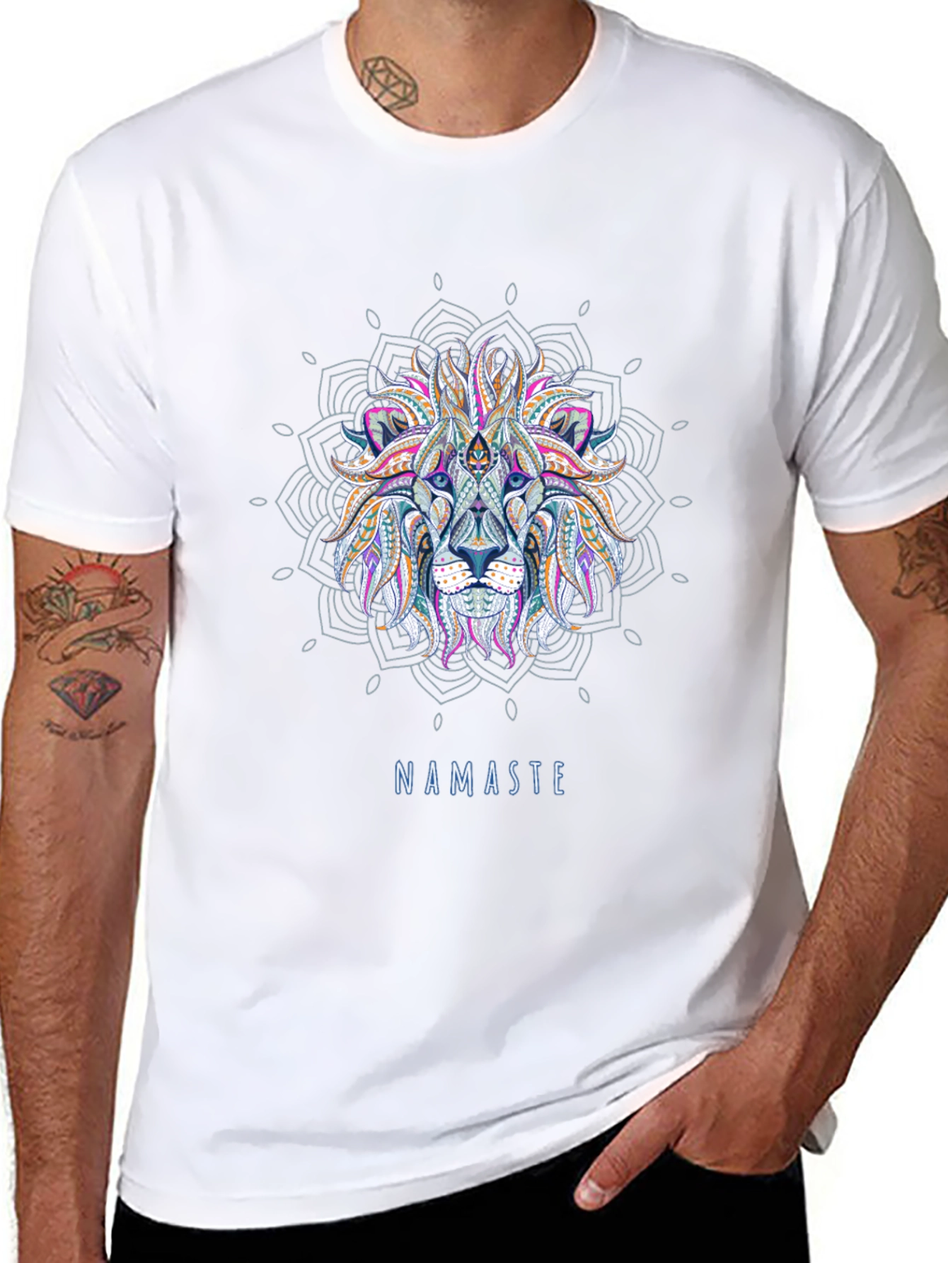 Namaste Lion Mandala T-Shirt - Yoga Inspired Graphic Tee