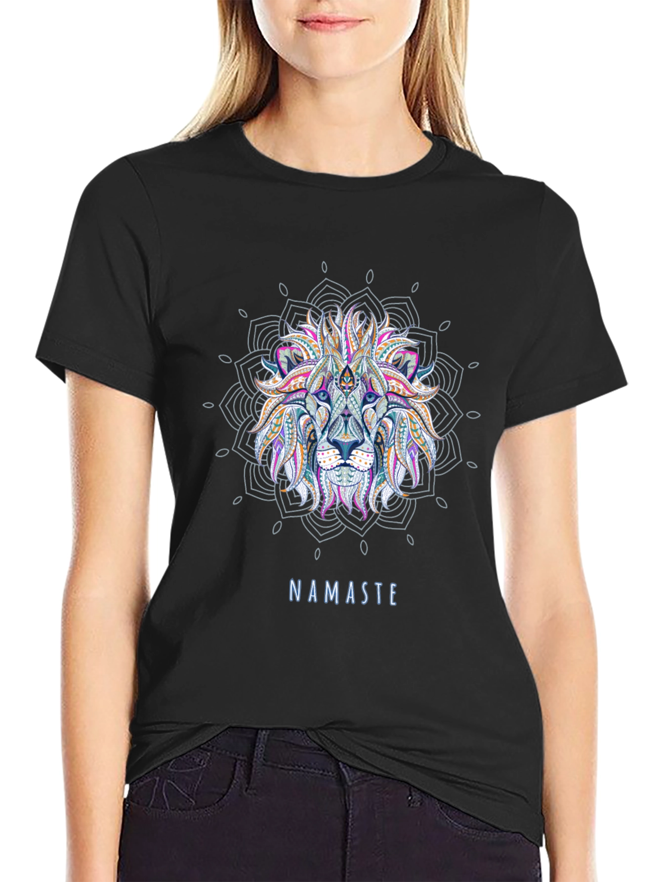 Namaste Lion Mandala T-Shirt - Yoga Inspired Graphic Tee
