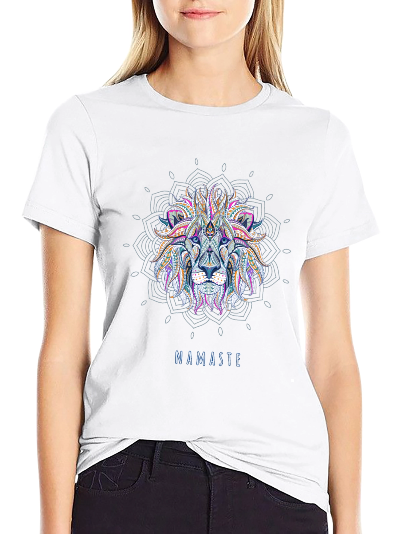 Namaste Lion Mandala T-Shirt - Yoga Inspired Graphic Tee