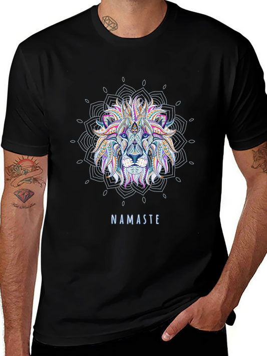 Namaste Lion Mandala T-Shirt - Yoga Inspired Graphic Tee