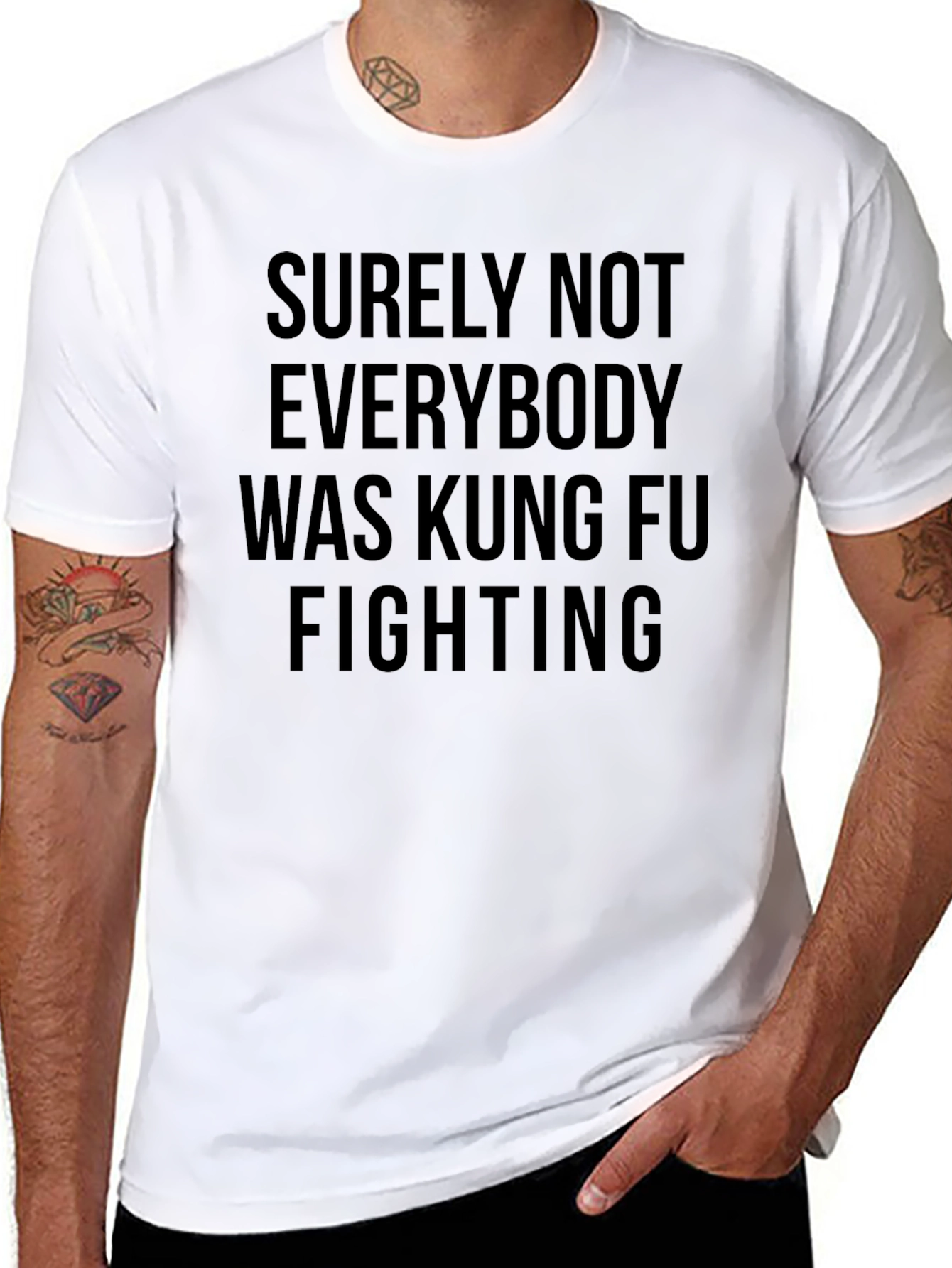 Kung Fu Fighting Graphic Tee - Black Crew Neck