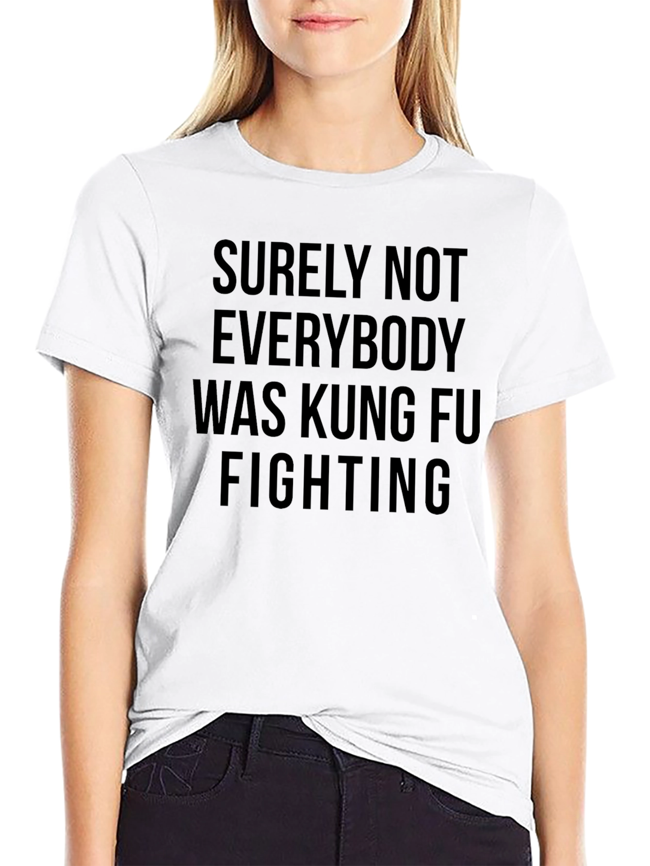 Kung Fu Fighting Graphic Tee - Black Crew Neck