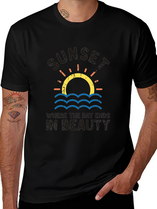 Sunset Beach T-Shirt - Where the Day Ends in Beauty