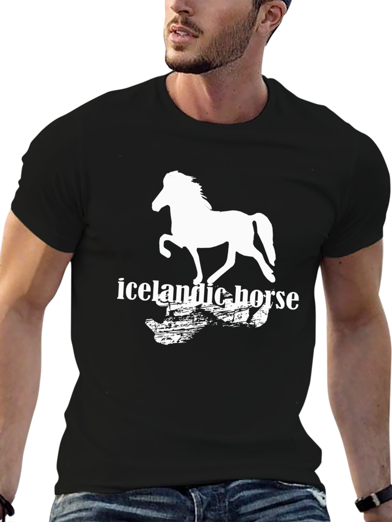 Icelandic Horse Graphic T-Shirt - Black Cotton Tee