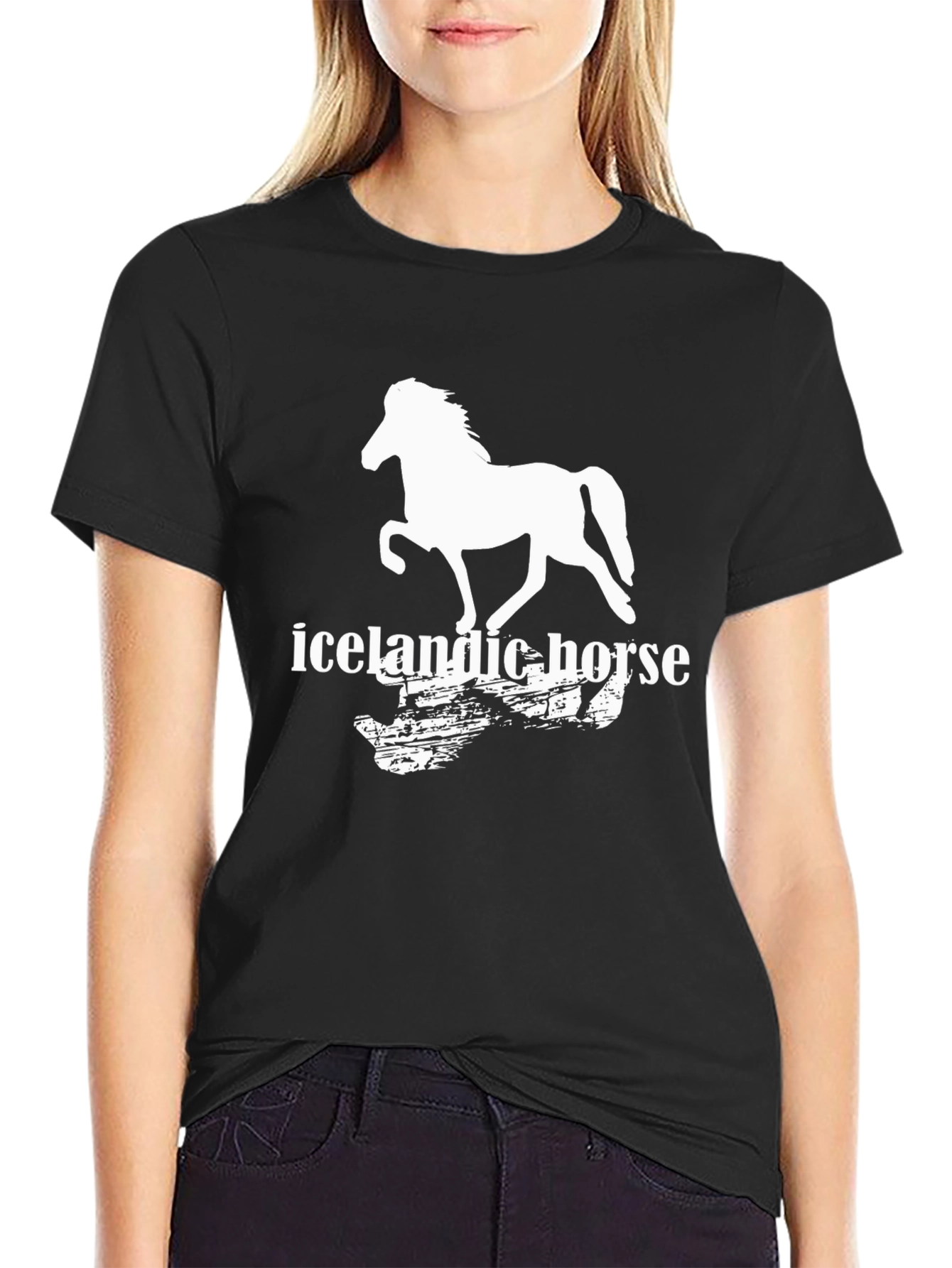 Icelandic Horse Graphic T-Shirt - Black Cotton Tee