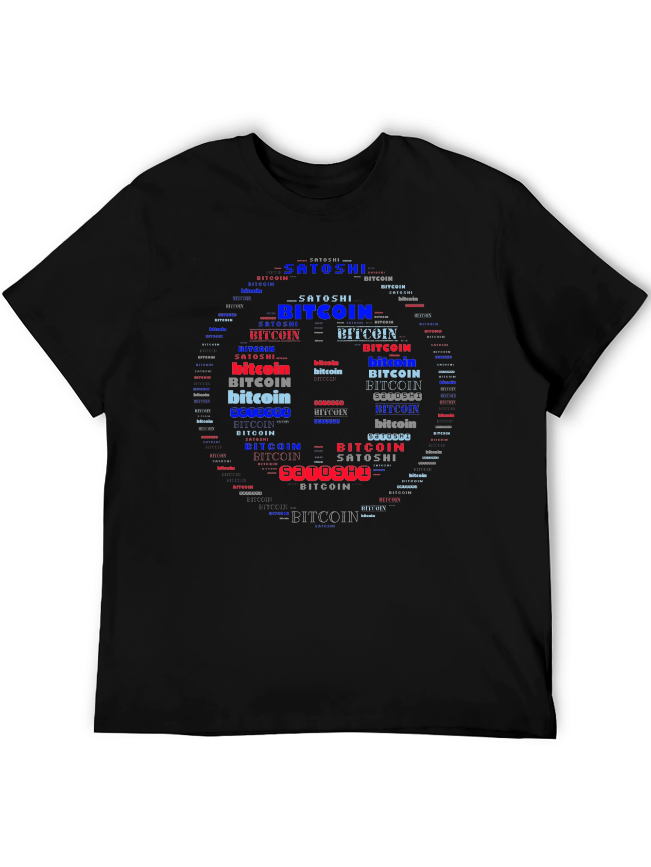 Bitcoin Satoshi Word Art Black T-Shirt