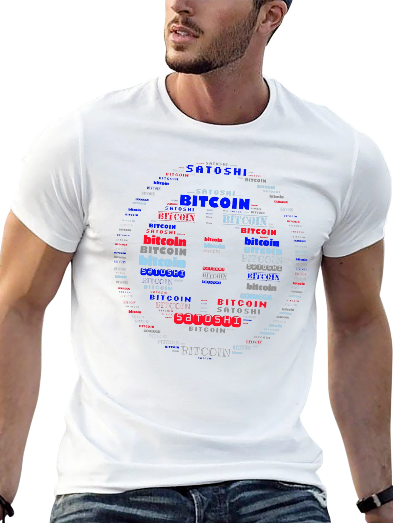 Bitcoin Satoshi Word Art Black T-Shirt