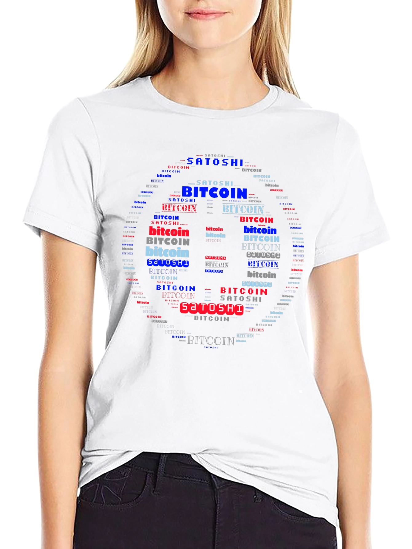 Bitcoin Satoshi Word Art Black T-Shirt