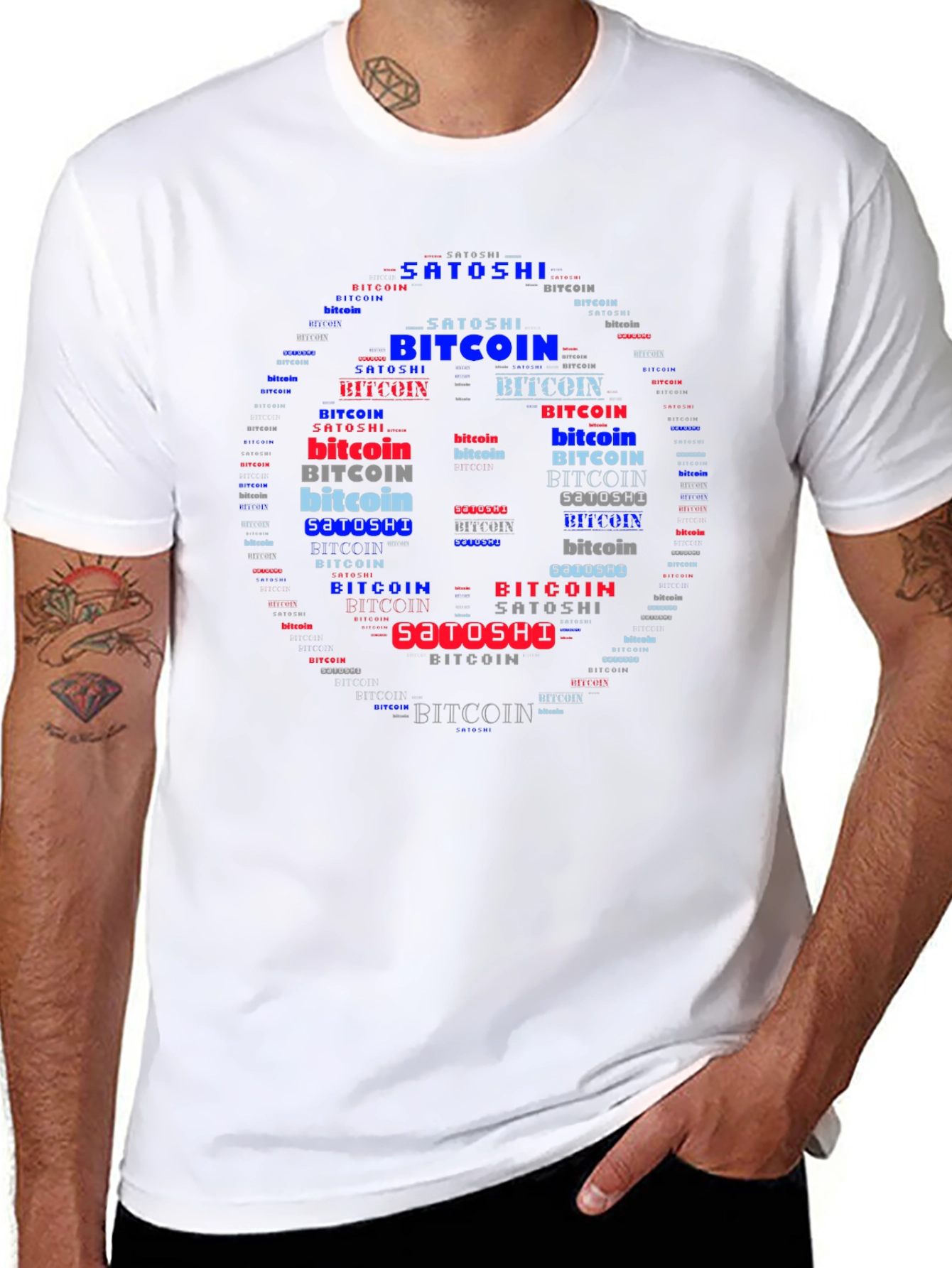 Bitcoin Satoshi Word Art Black T-Shirt