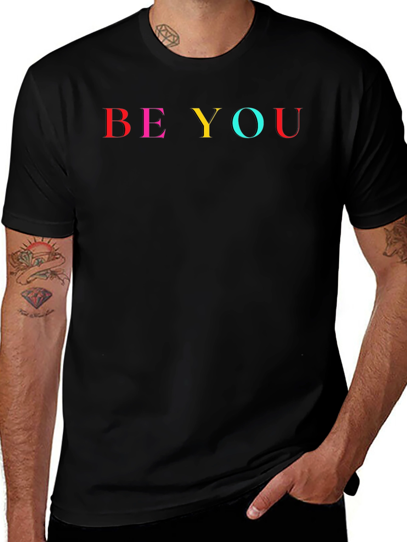 Be You Graphic Tee - Black Cotton T-Shirt