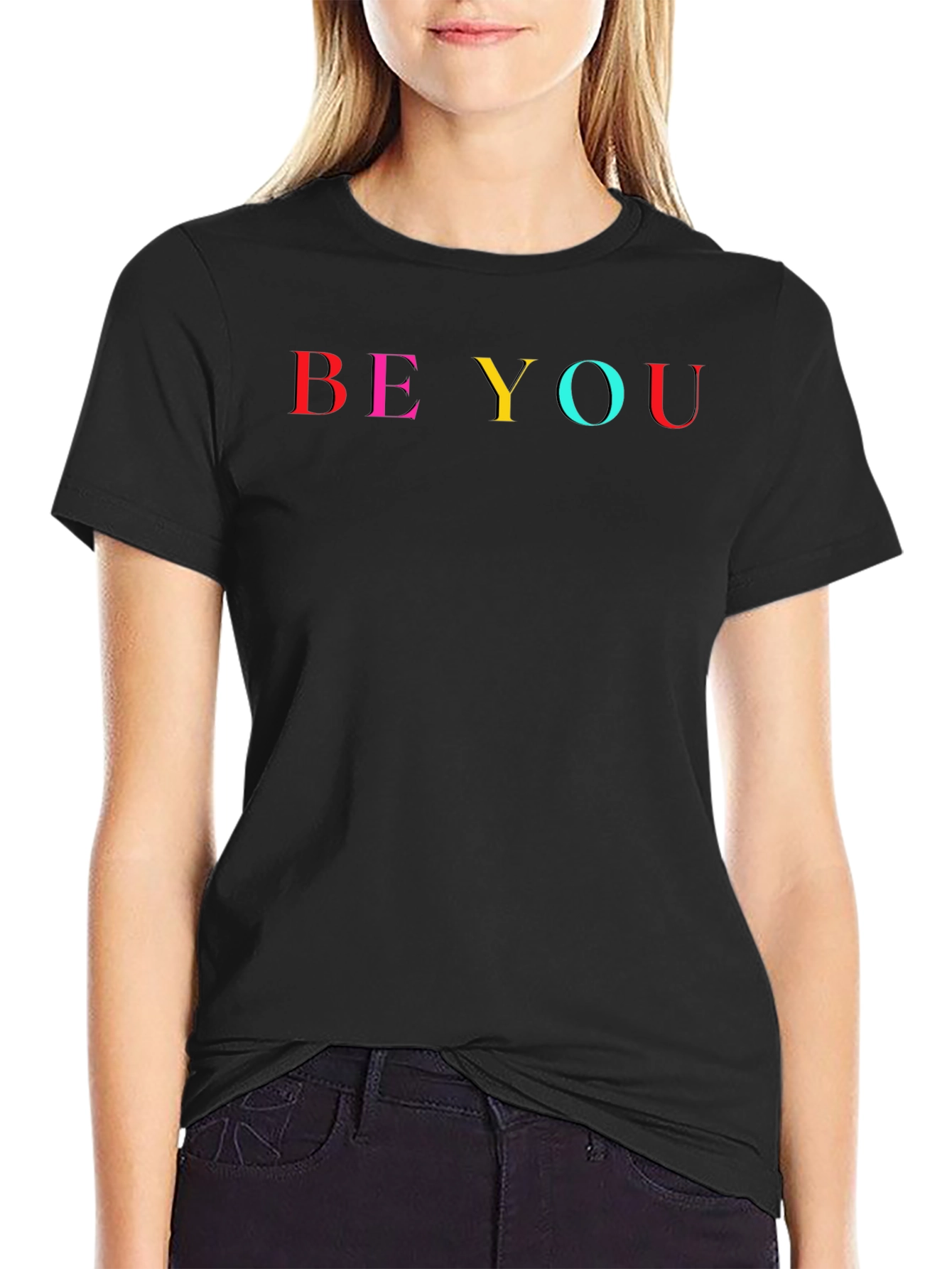Be You Graphic Tee - Black Cotton T-Shirt