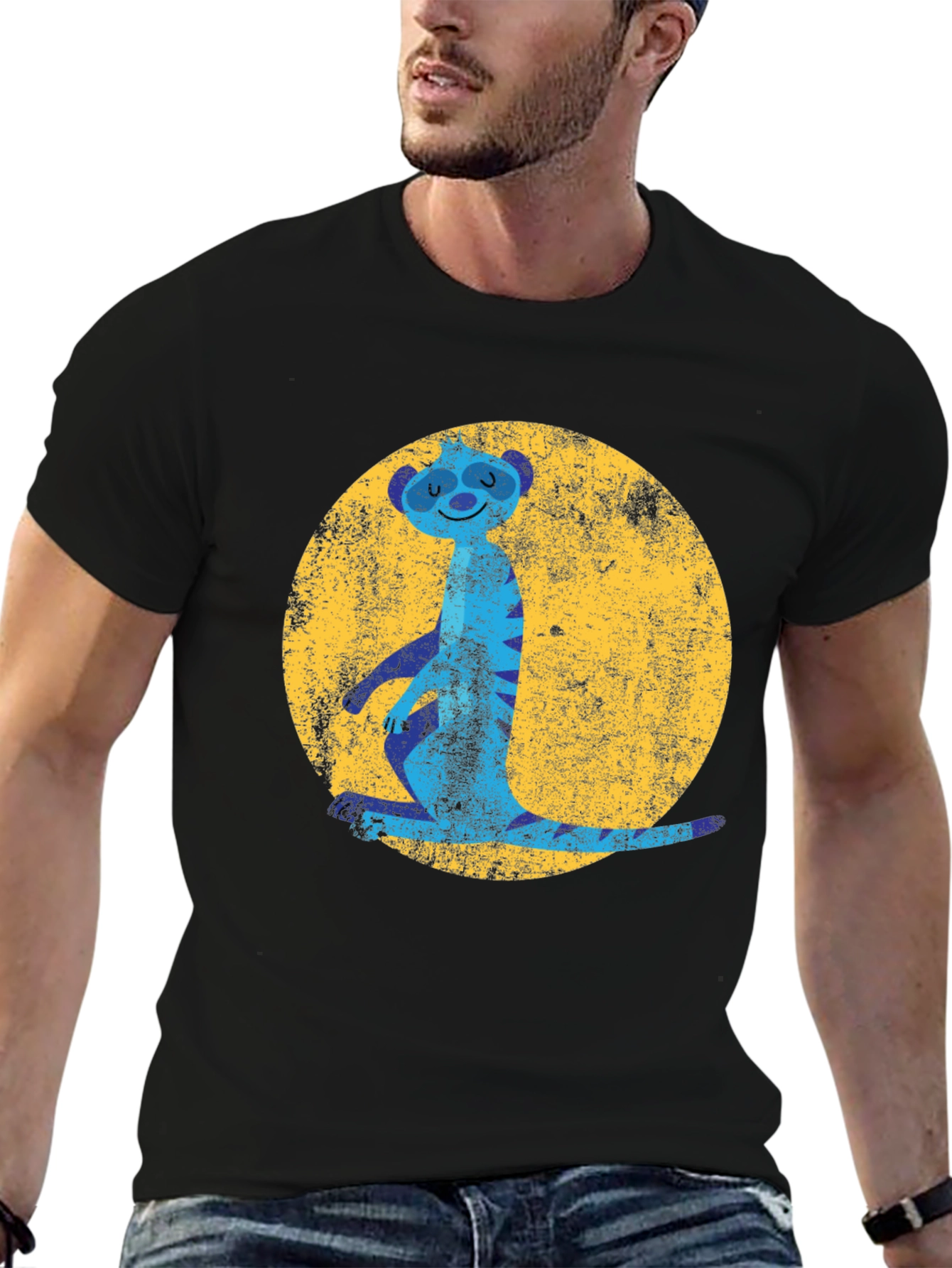 Meerkat Moon Mens Graphic Tee - Black