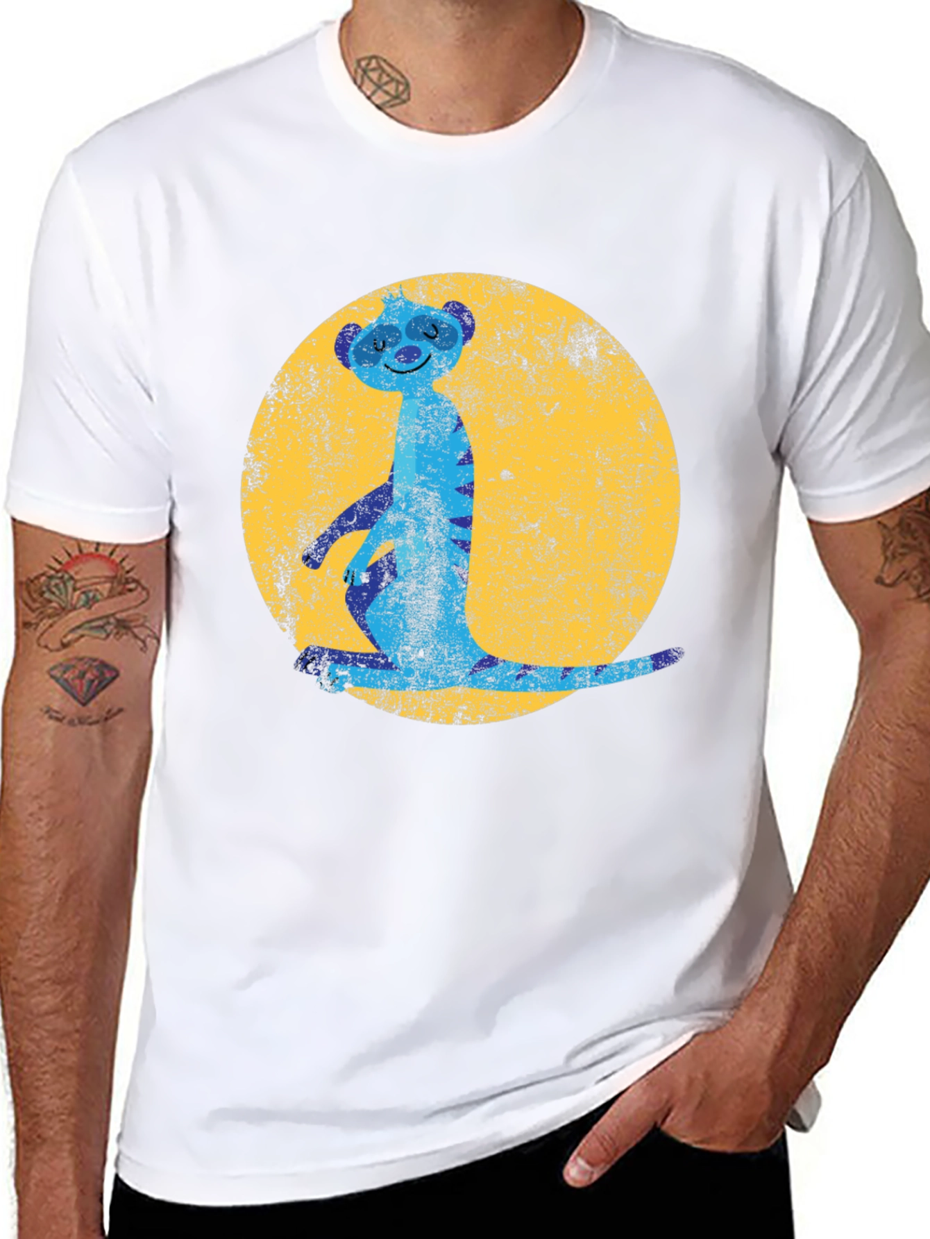 Meerkat Moon Mens Graphic Tee - Black