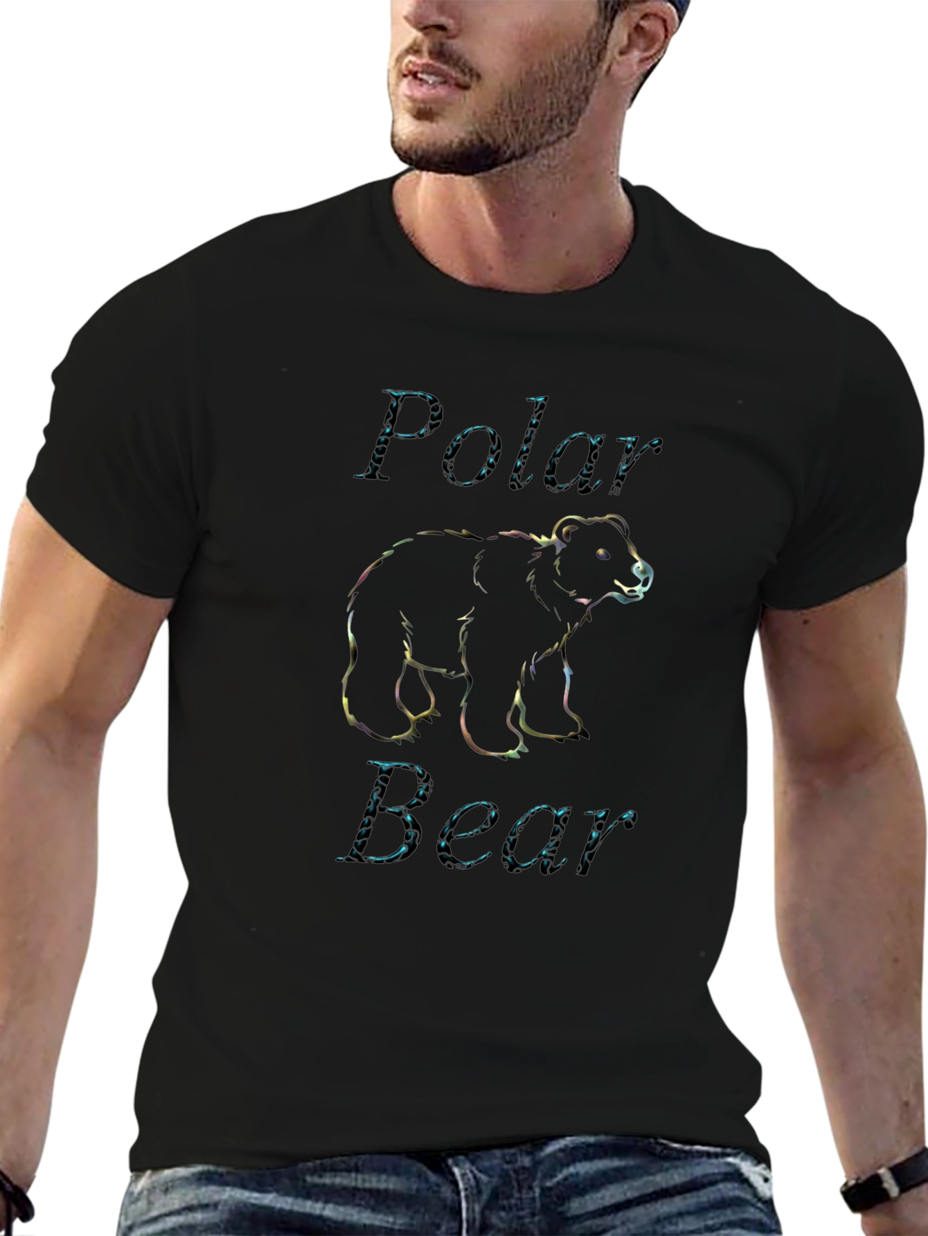 Polar Bear Graphic Black T-Shirt - Mens Casual Tee