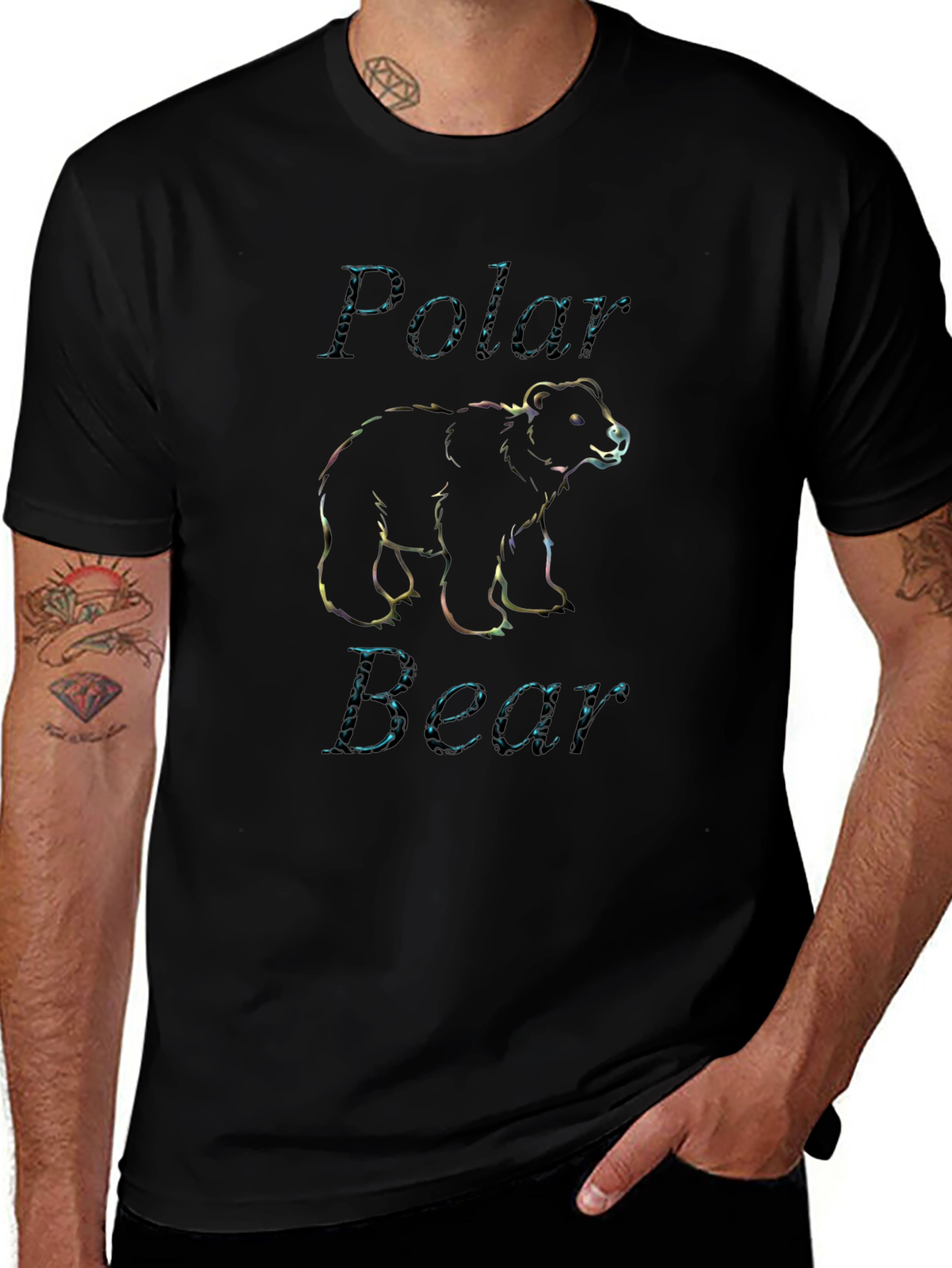 Polar Bear Graphic Black T-Shirt - Mens Casual Tee