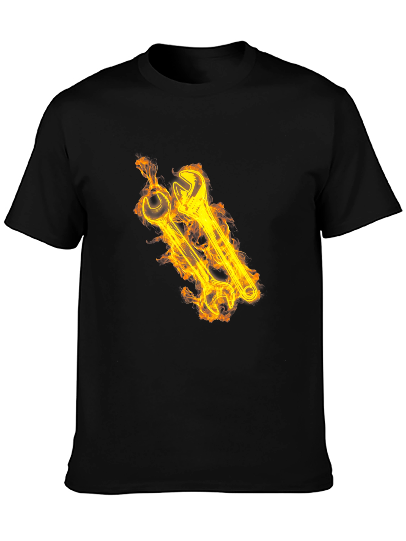 Fiery Wrench Graphic Tee - Black