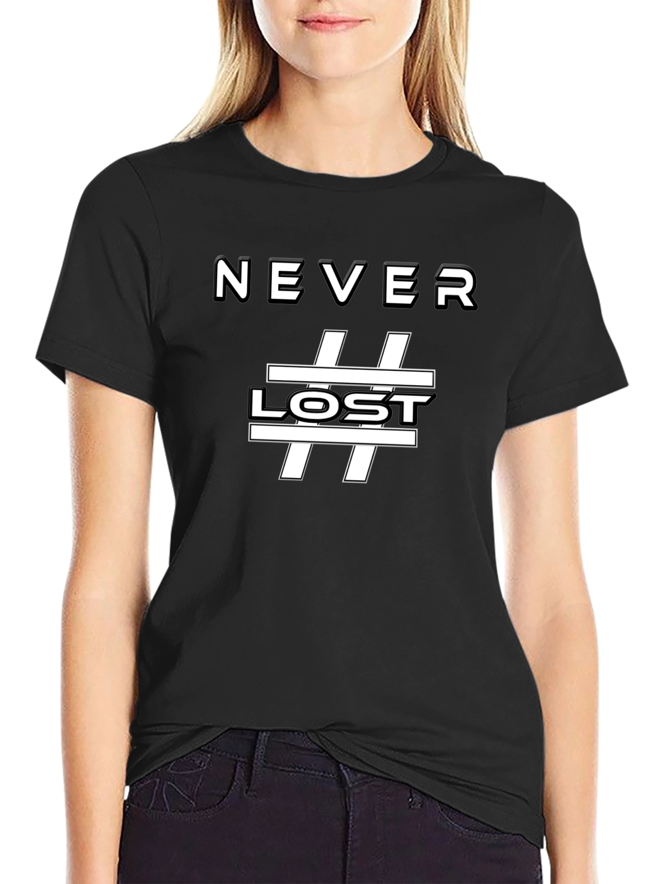 Never Lost Graphic Tee - Black Casual T-Shirt