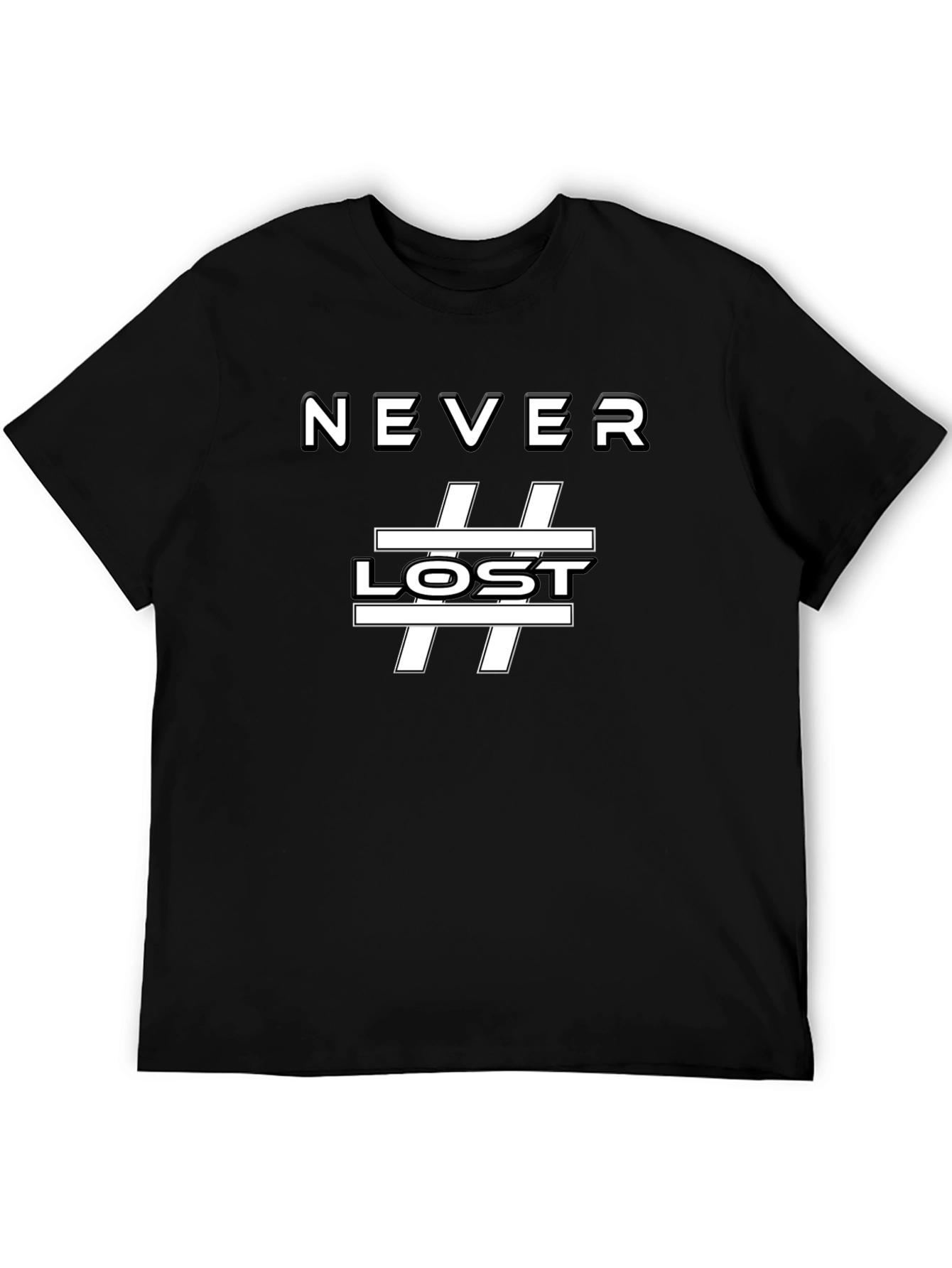Never Lost Graphic Tee - Black Casual T-Shirt