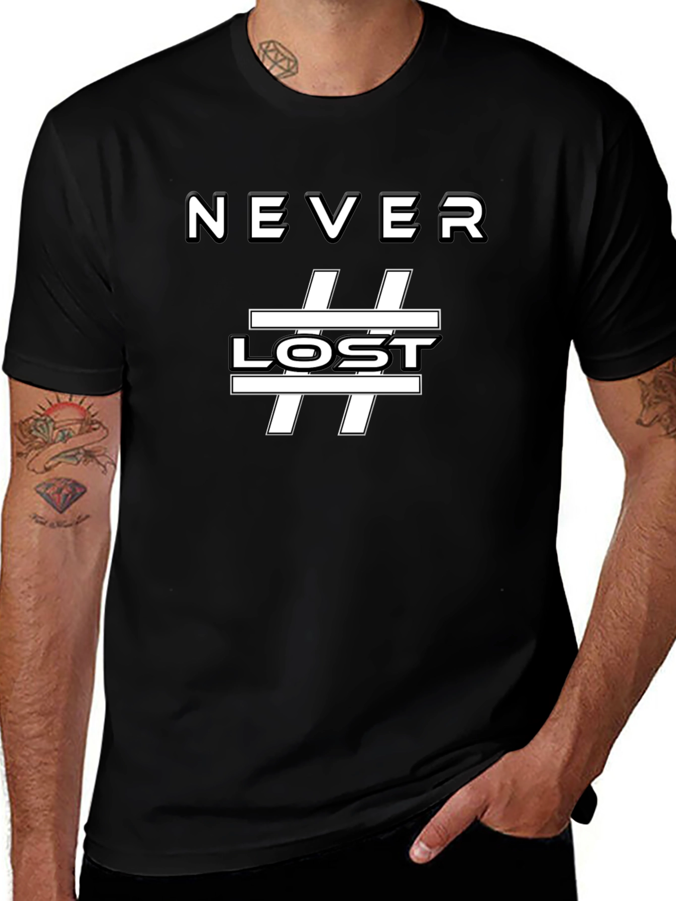 Never Lost Graphic Tee - Black Casual T-Shirt